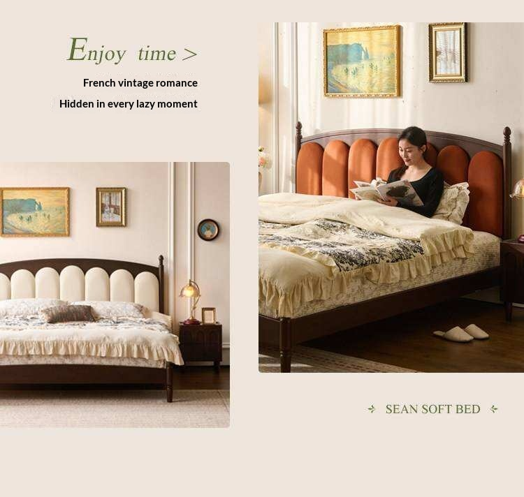 Ash Solid Wood Arched Channel Tufted Platform Bed with Turned Posts