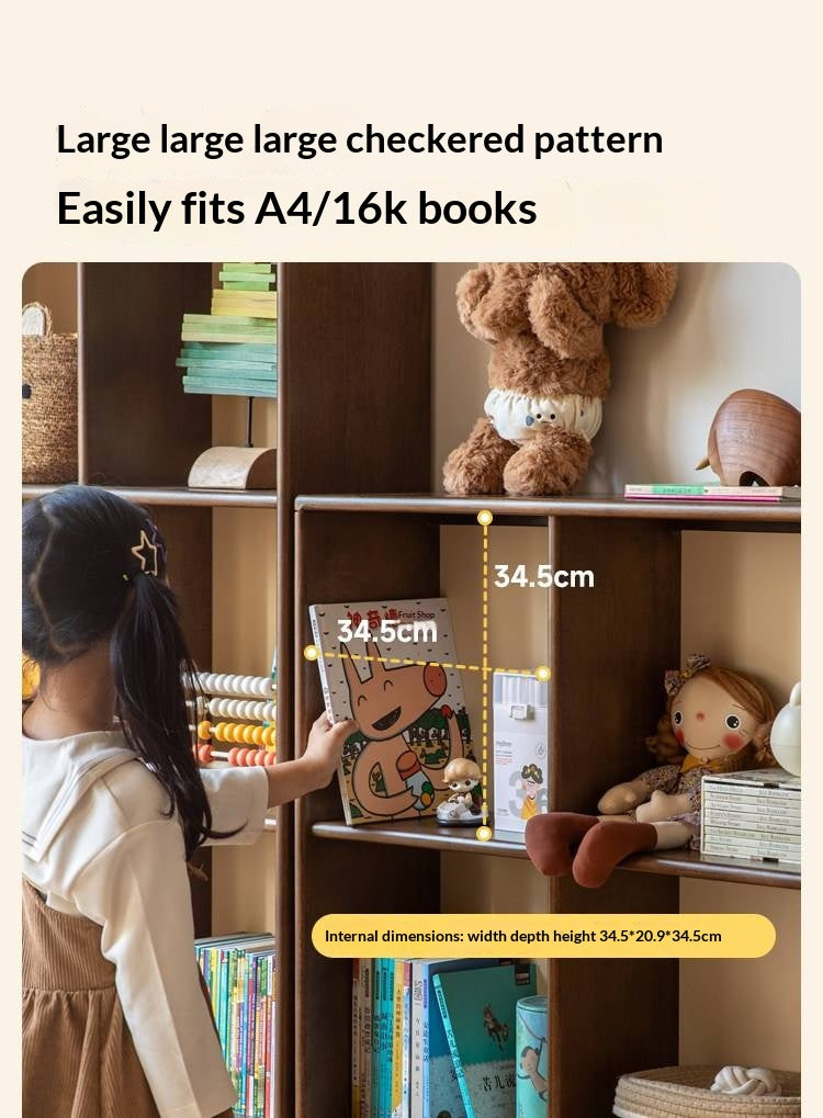 Solid Rubberwood Retro Style Children's Bookcase