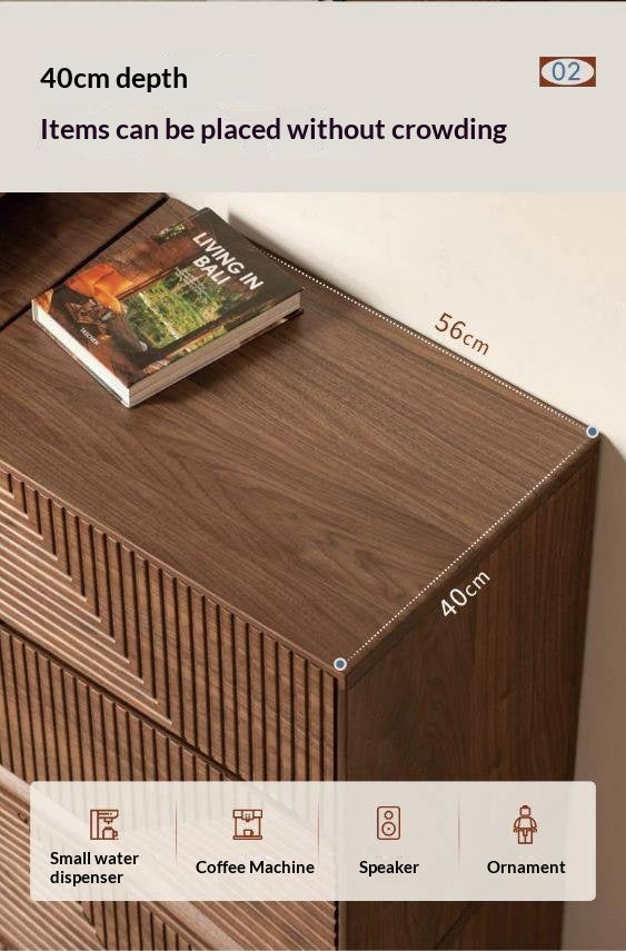 Black Walnut, Sandalwood Solid Wood Modular Storage Cabinet, Mid Century Dresser with Geometric Front Design