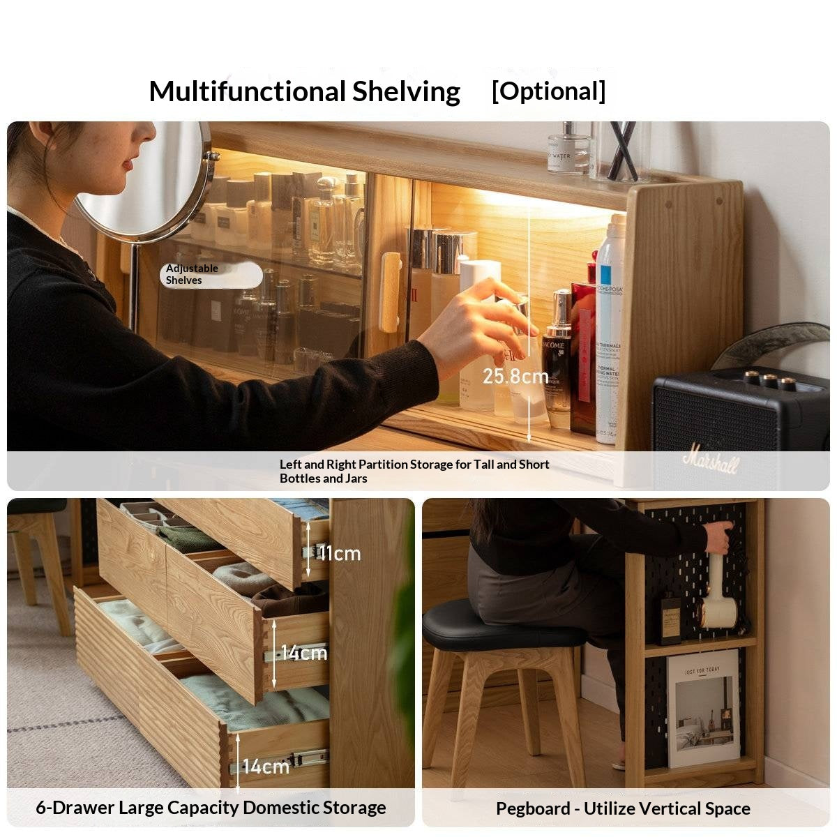 Ash Solid Wood Modern Minimalist Vanity Table