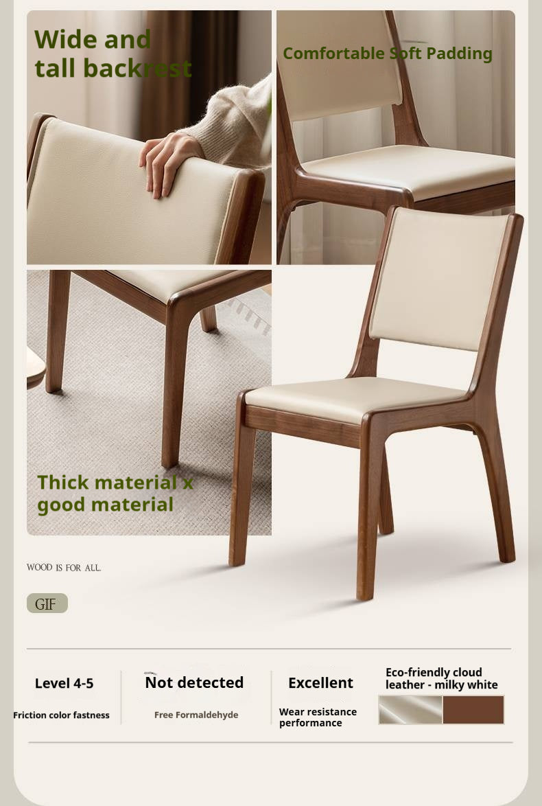 4 pcs - Black Walnut, Oak Solid Wood Dining Chair upholstered