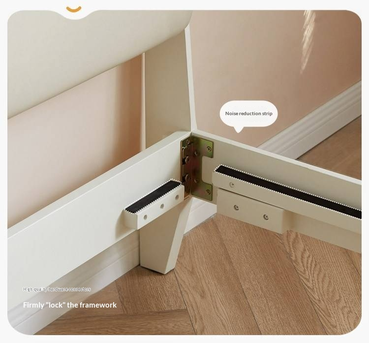 Pine Solid Wood Upholstered Bed — Modern Minimalist White Design, Light Luxury with Organic Leather