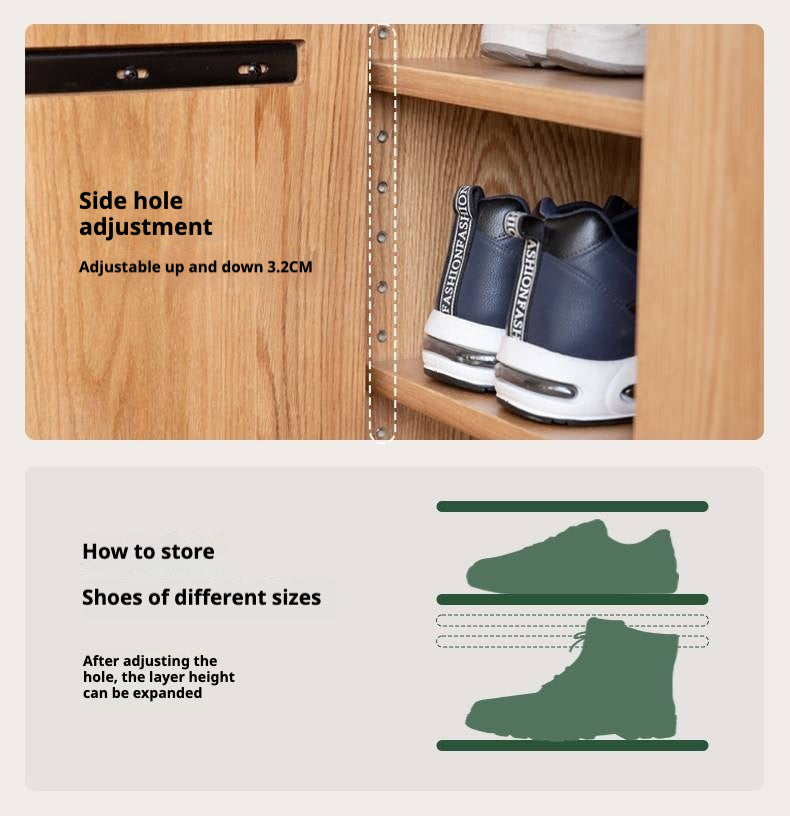 Oak Solid Wood Capacity Shoe Cabinet.