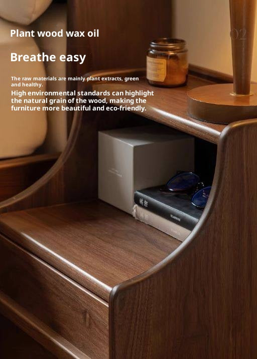 Black Walnut Solid Wood Italian Light Luxury Nightstand