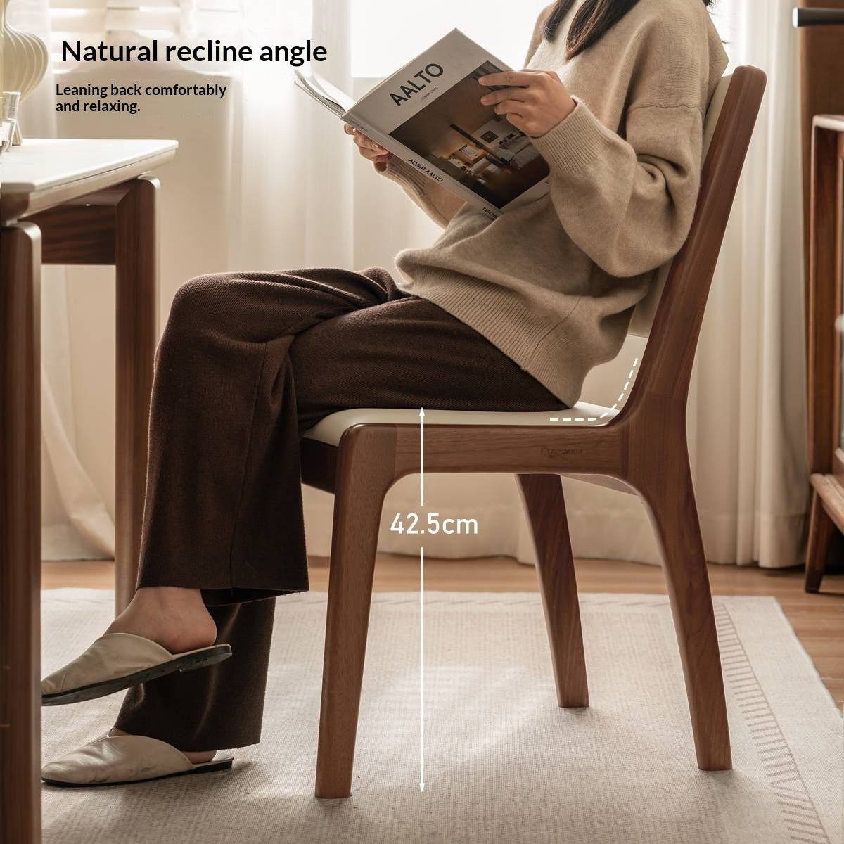 4 pcs - Black Walnut, Oak Solid Wood Dining Chair upholstered