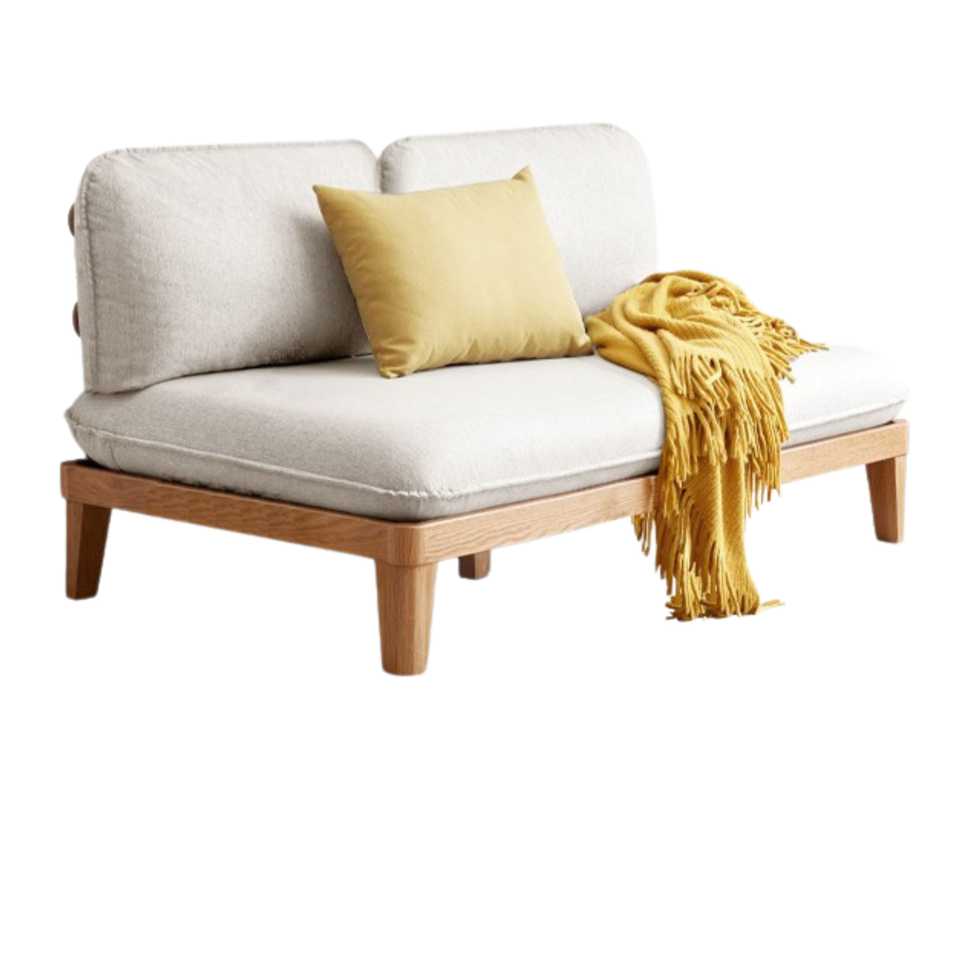 Oak Solid wood Armless Straight Fabric Sofa.