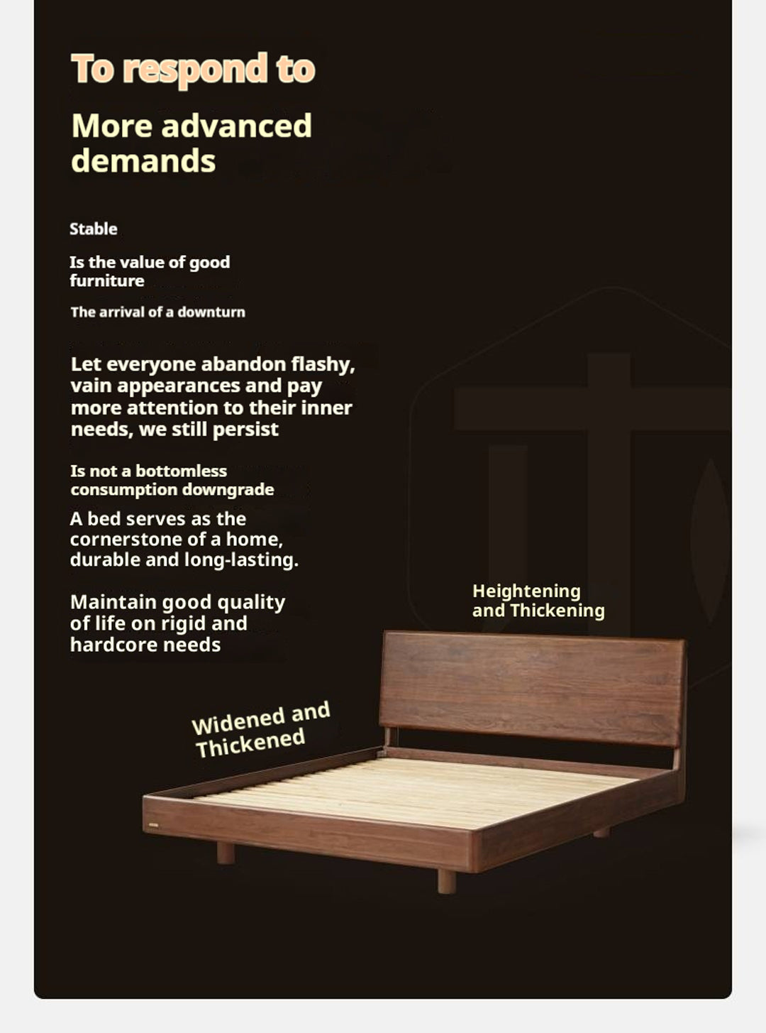 Black Walnut Solid Wood Suspended Modern Simple Bed