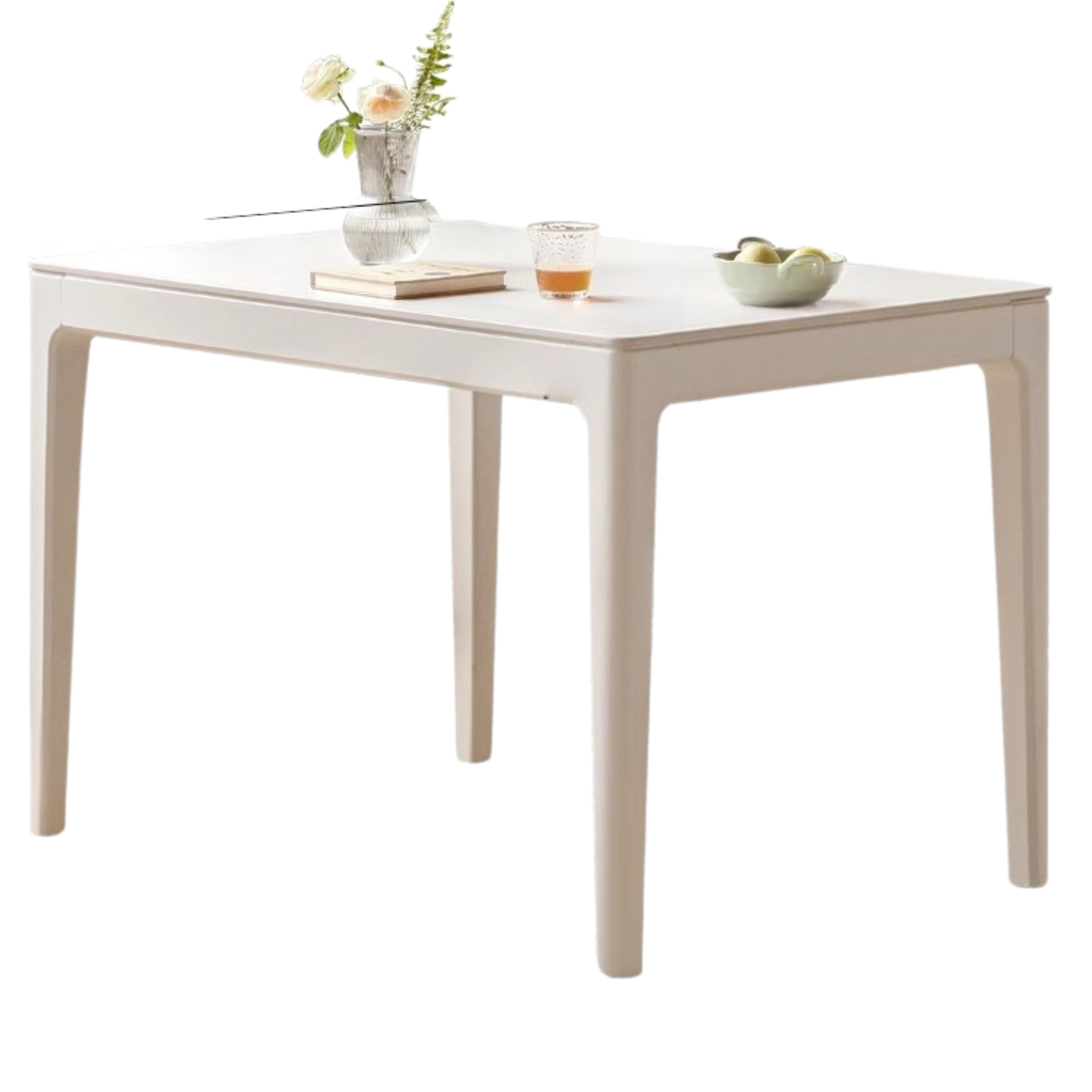 Birch Solid Wood Rock Plate White Cream Dining Table
