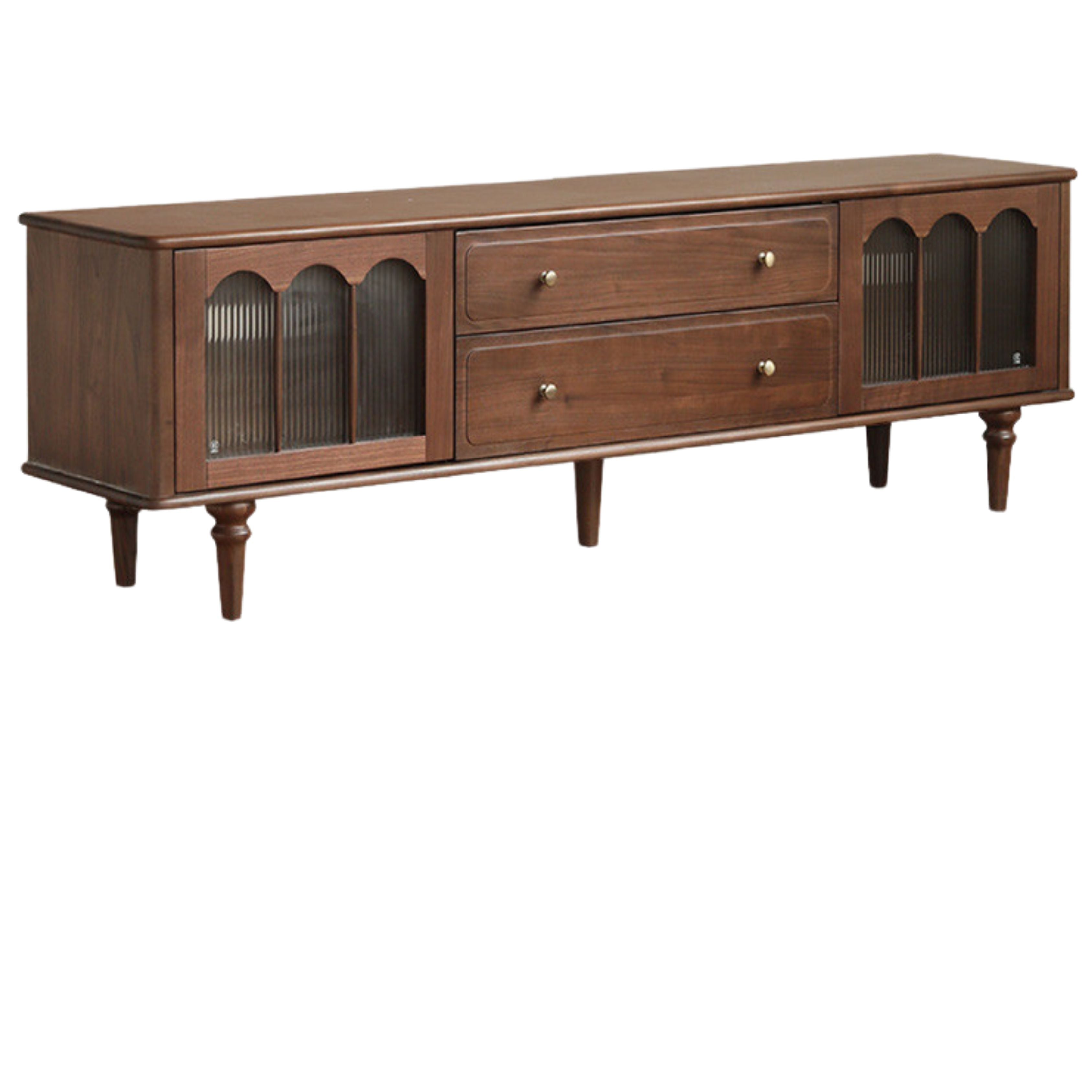 Black Walnut Solid Wood American Retro TV Cabinet.