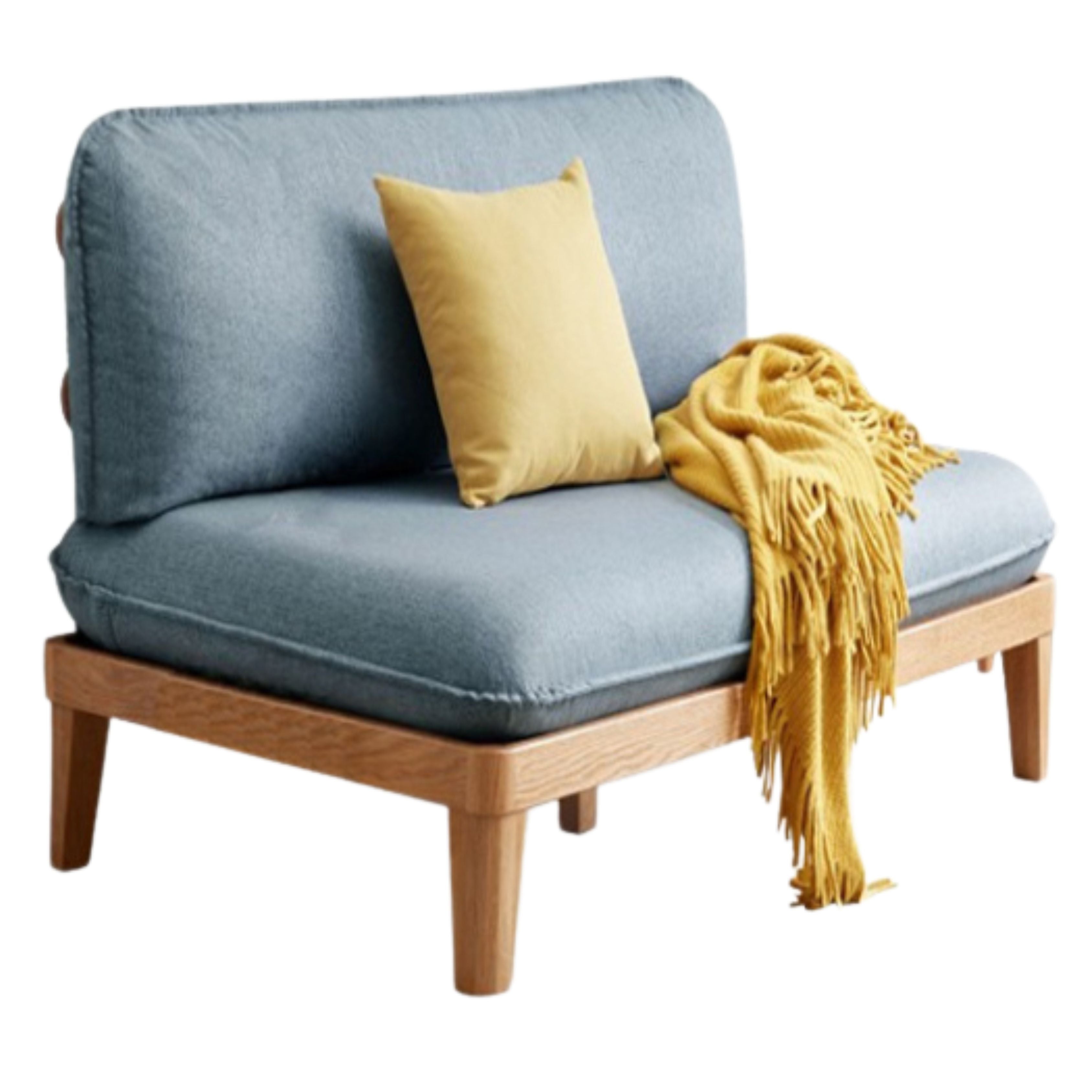 Oak Solid wood Armless Straight Fabric Sofa.