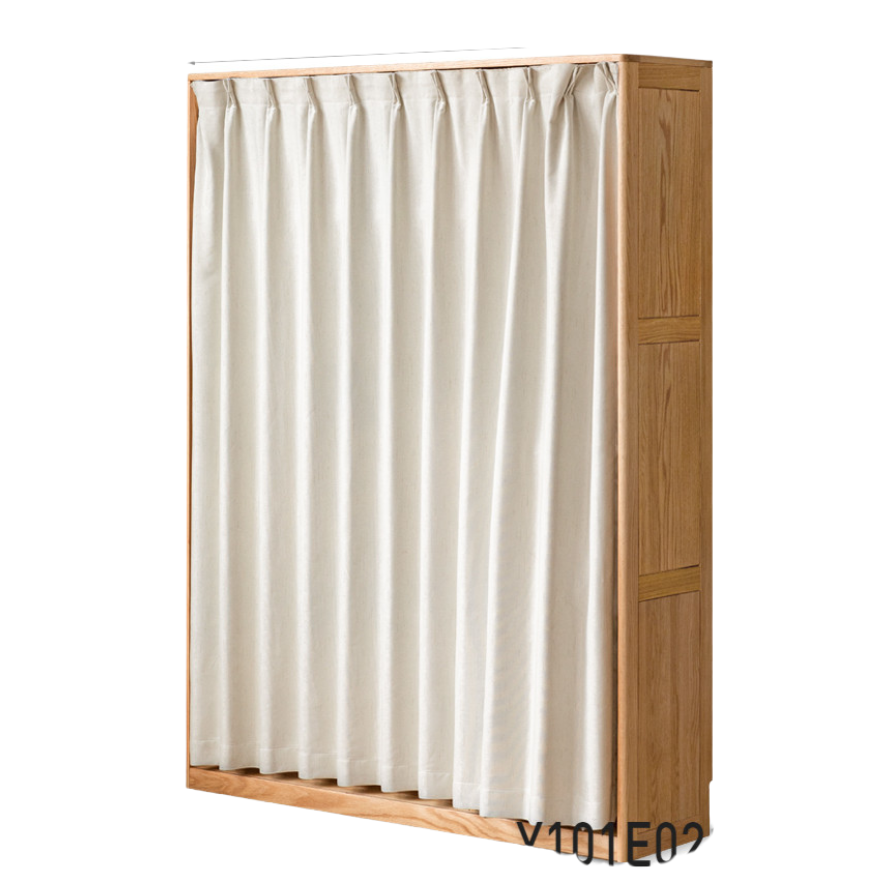 Solid RubberWood, Oak Solid Wood Wardrobe Thin Cloth Curtain.