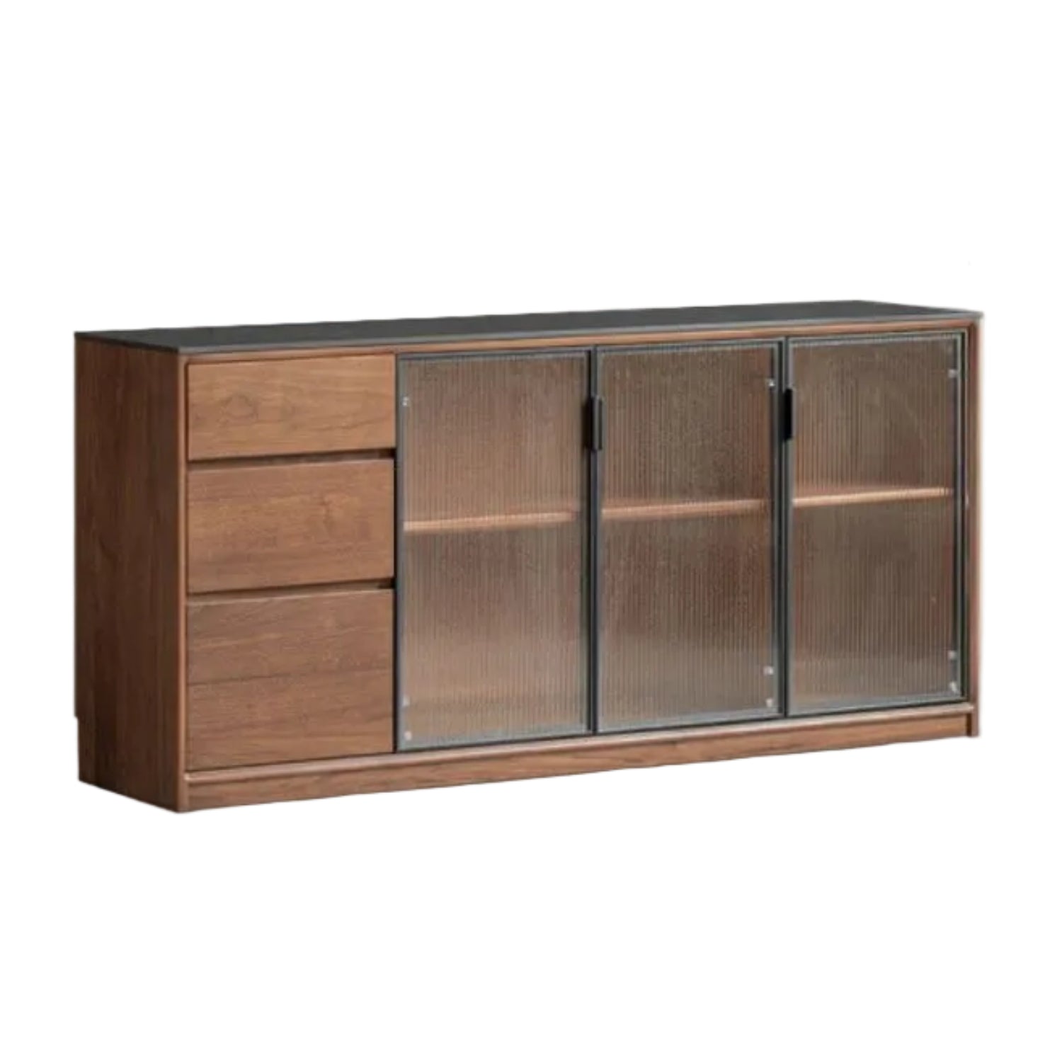 Black Walnut Solid Wood Sideboard with Italian Light Luxury Design