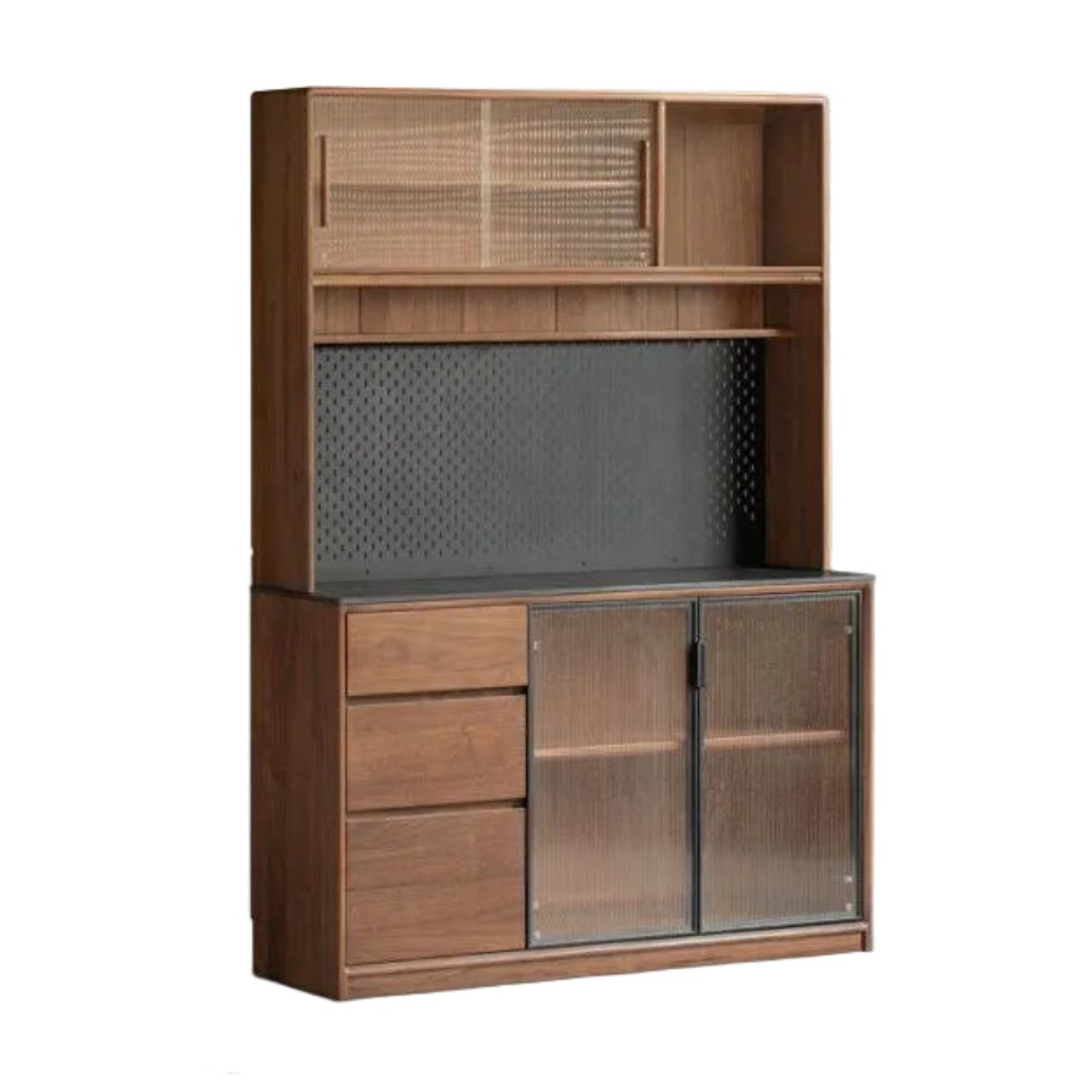 Black Walnut Solid Wood Sideboard with Italian Light Luxury Design