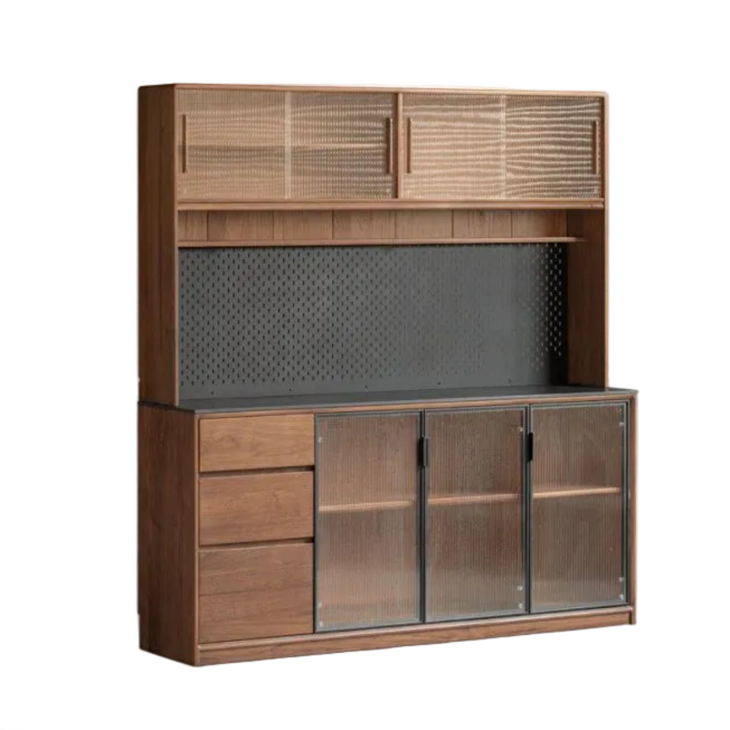 Black Walnut Solid Wood Sideboard with Italian Light Luxury Design