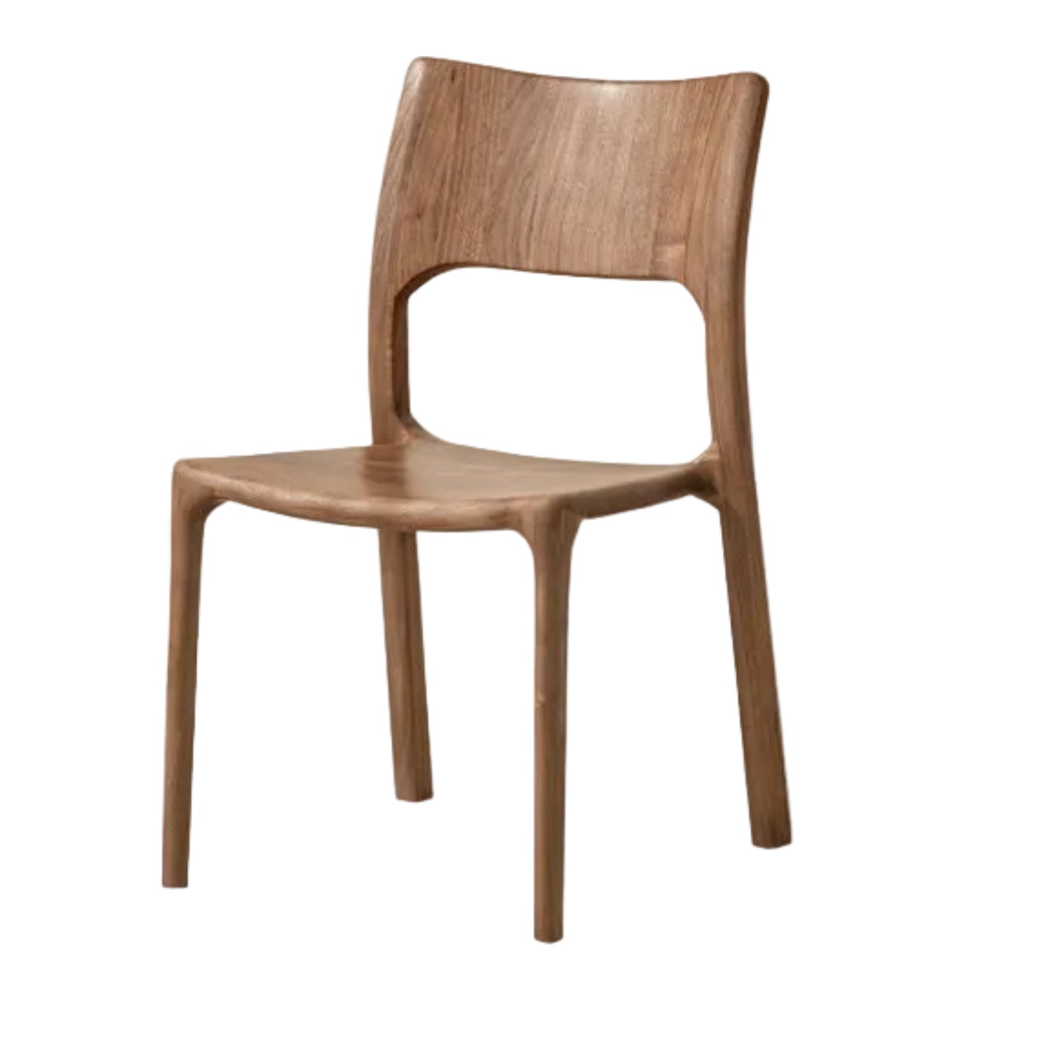 4 pcs Black Walnut Solid Wood Dining Chair with Sculpted Backrest Design