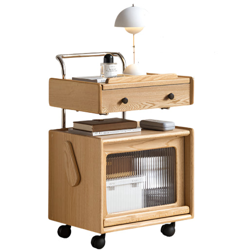 Ash Solid Wood Modern Style Mobile Side Table image 0