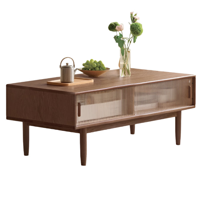 Black Walnut, Oak, Solid Rubberwood Solid Wood Modern Style Tea Table