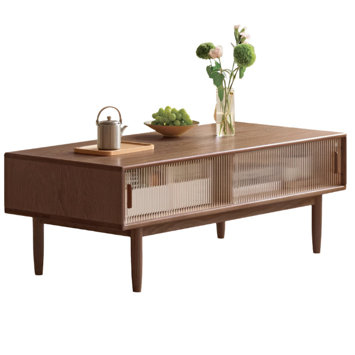 Black Walnut, Oak, Solid Rubberwood Solid Wood Modern Style Tea Table