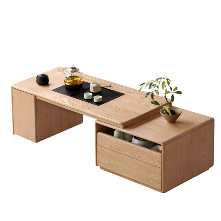 Oak Black Walnut Solid Wood Telescopic Coffee Table image 8