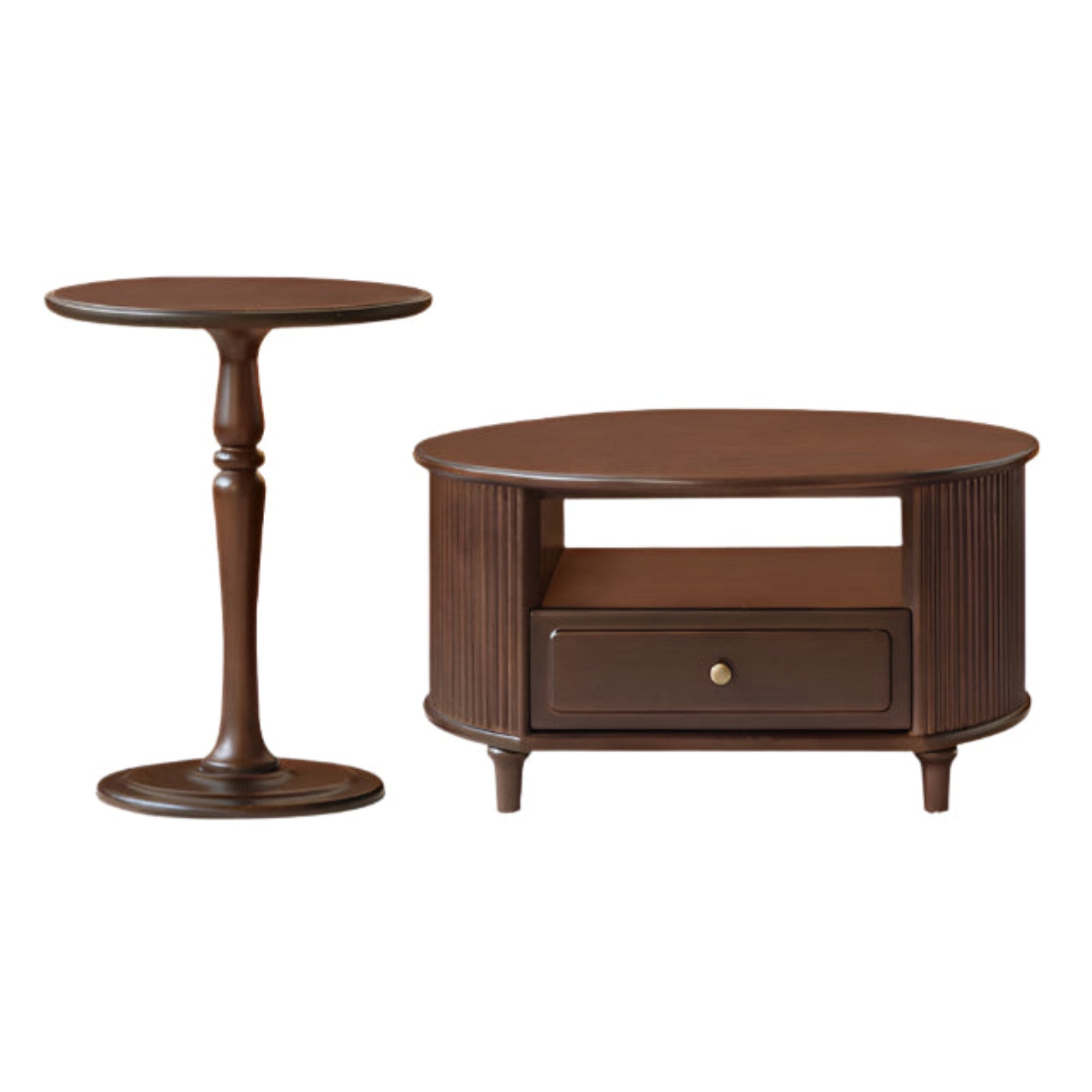 Poplar Solid Wood American Retro Style Round Tea Table image 10