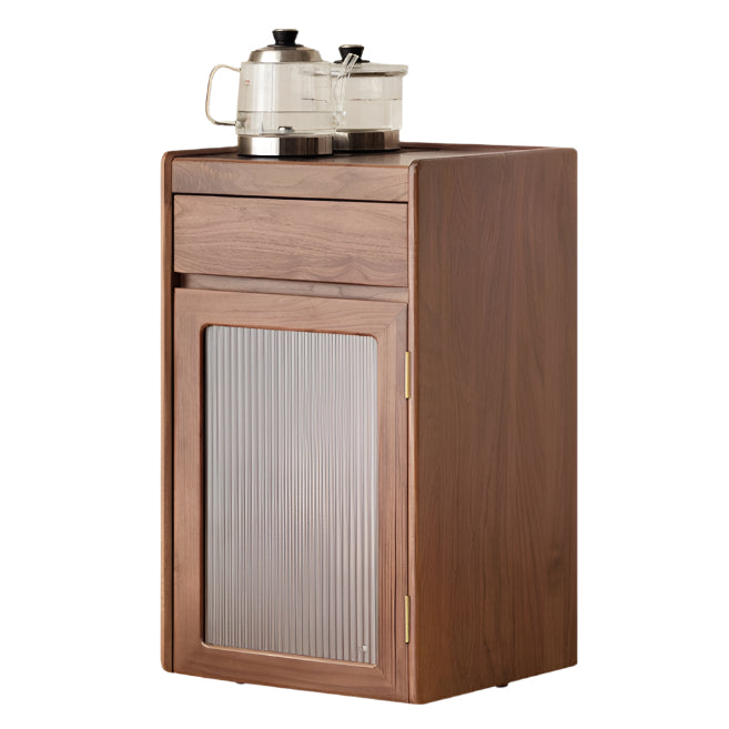 Black Walnut Solid Mobile Wood Tea Cabinet image 9