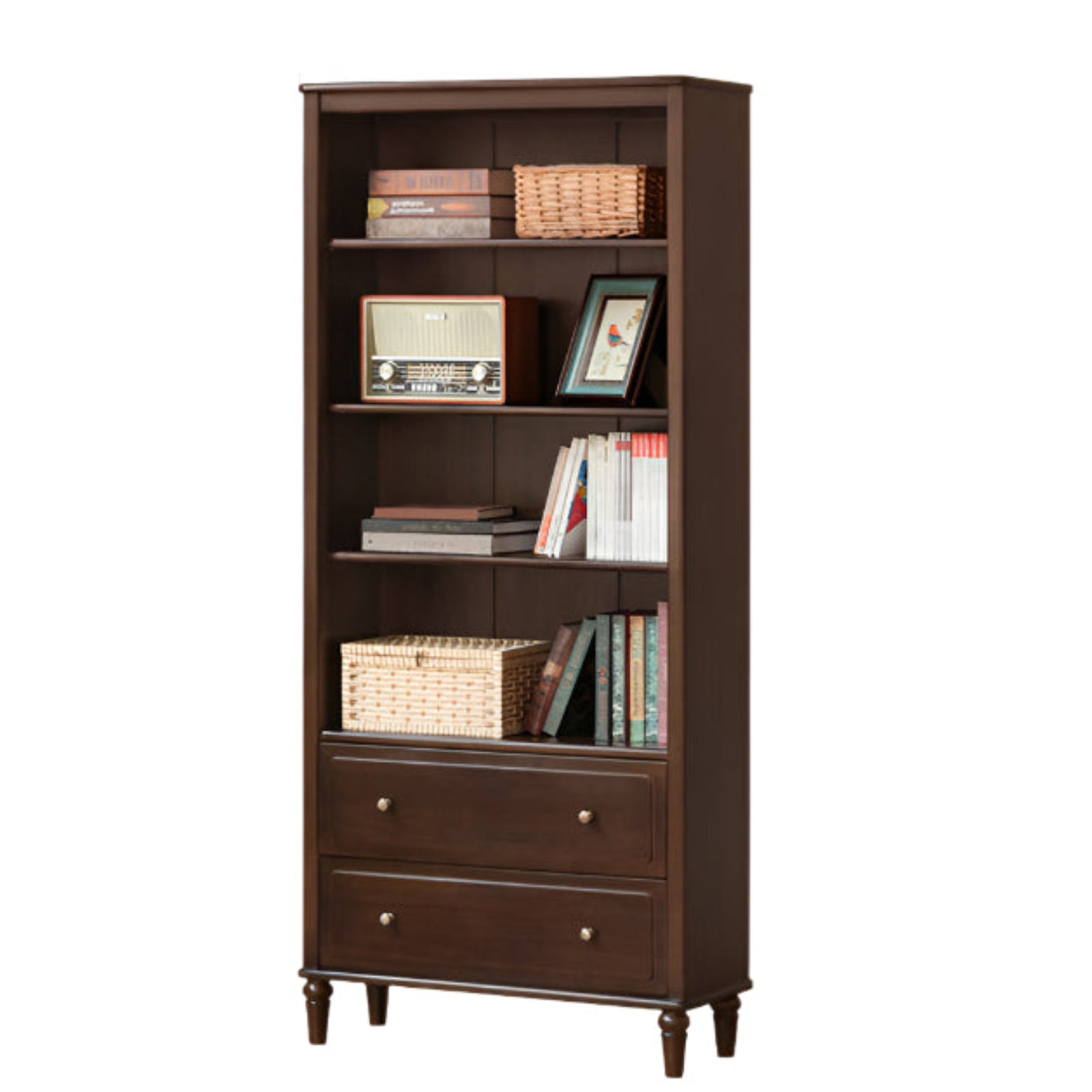 Black Walnut, Poplar Solid Wood American Style Bookcase