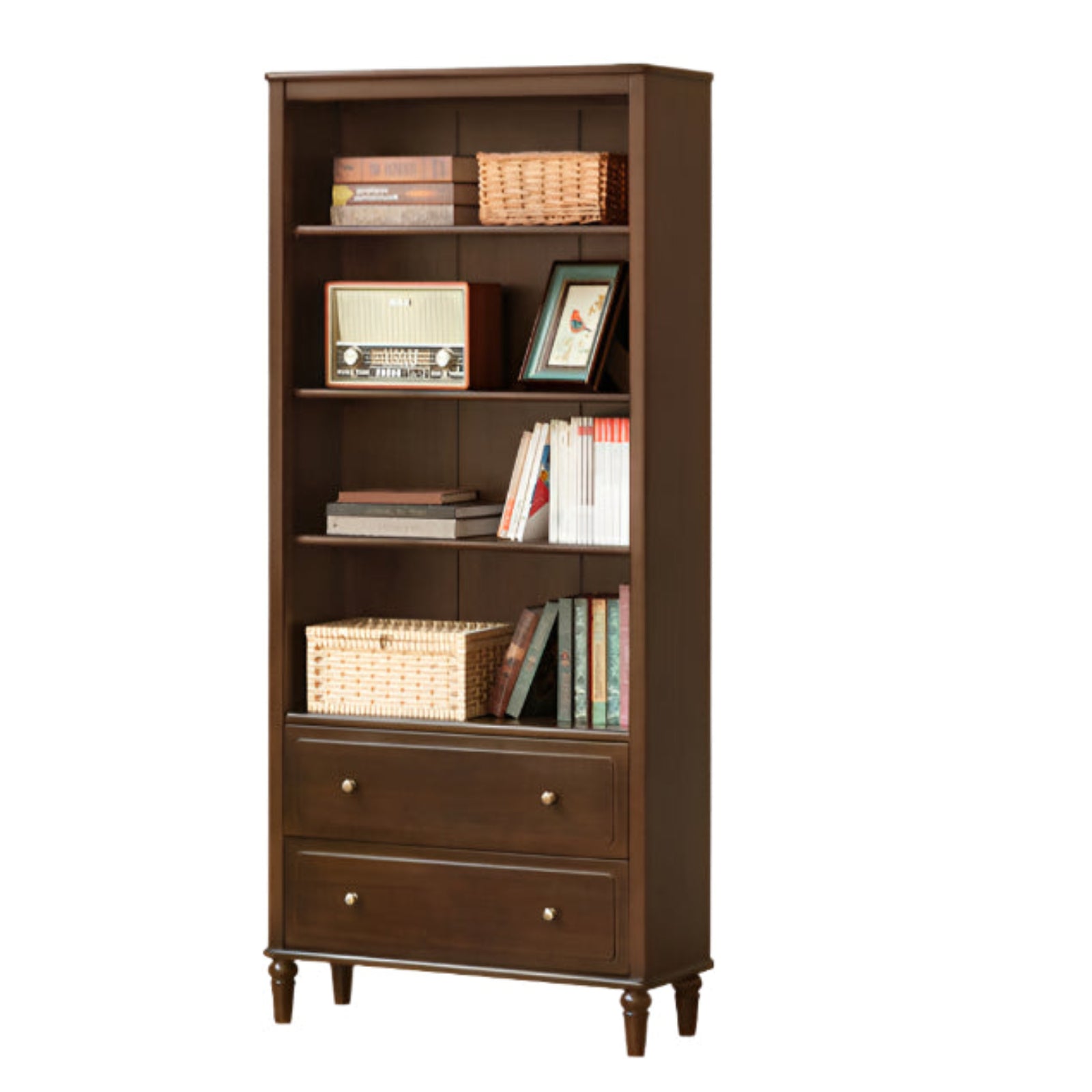 Black Walnut, Poplar Solid Wood American Style Bookcase
