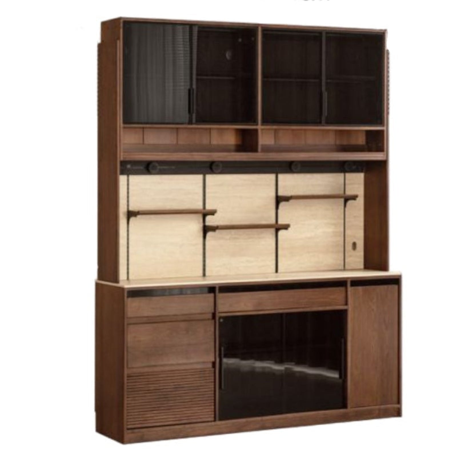 Black Walnut Solid Wood Rock Plate Wine Sideboard