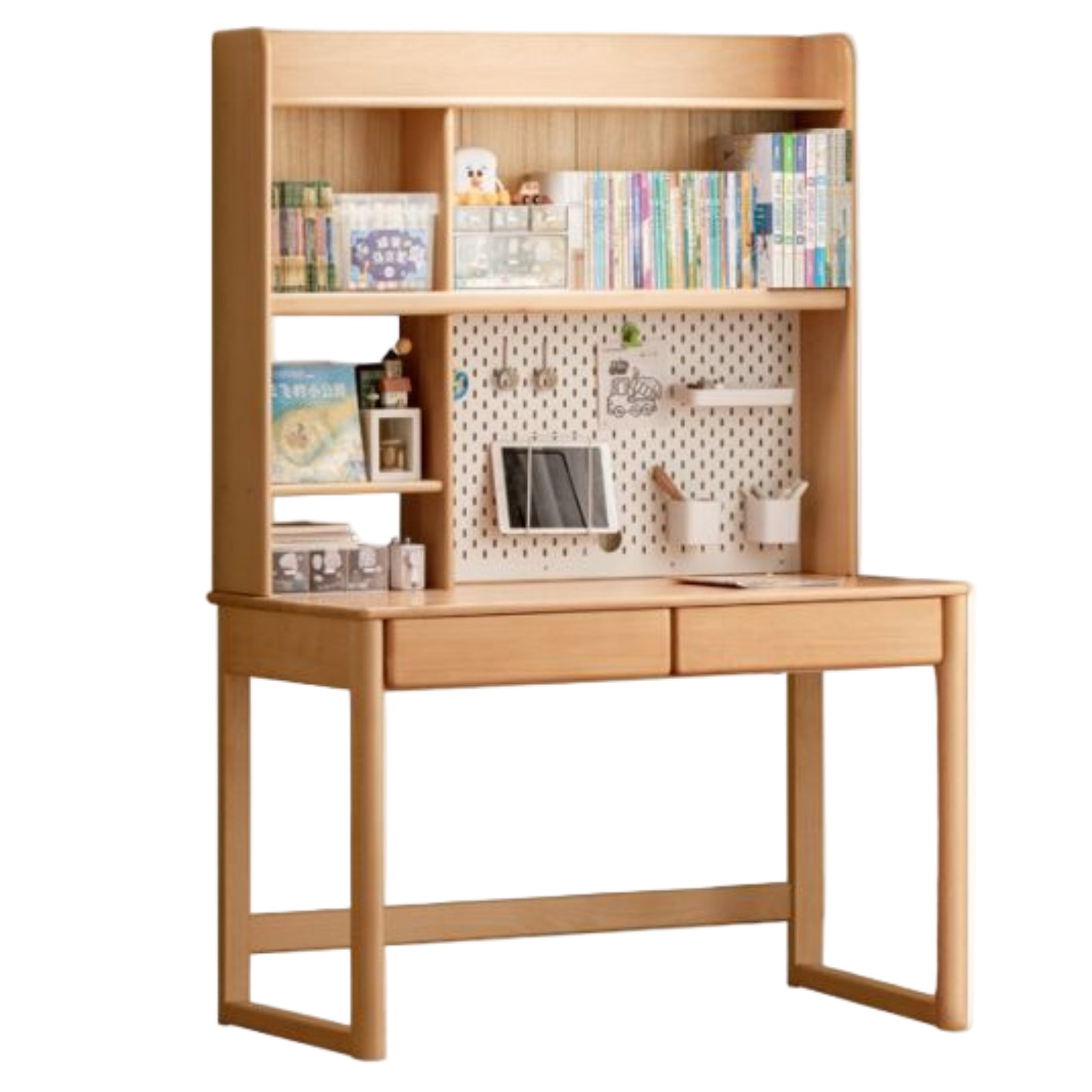 Beech Solid Wood Bookshelf Integrated Сhildren's Learning Desk