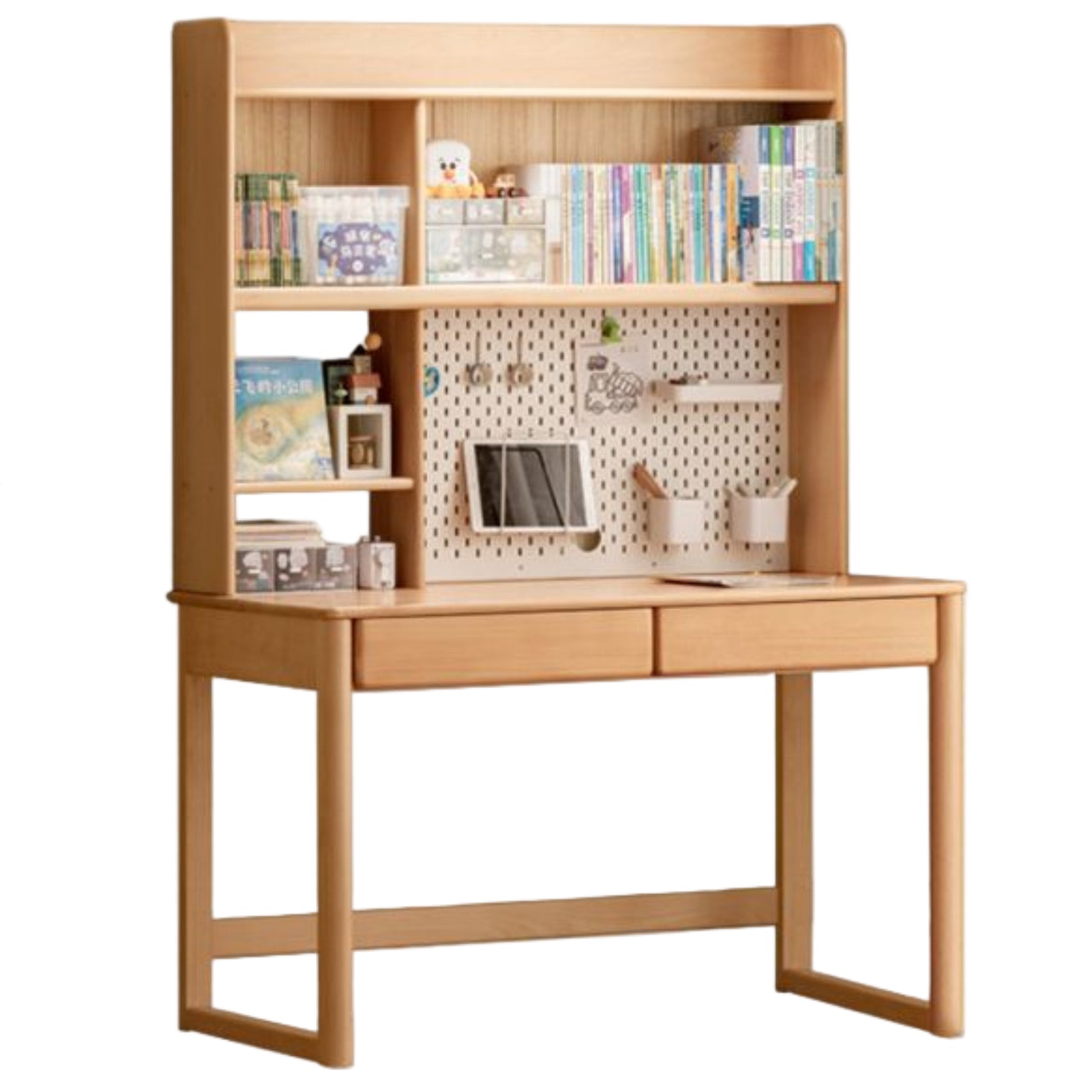 Beech Solid Wood Bookshelf Integrated Сhildren's Learning Desk