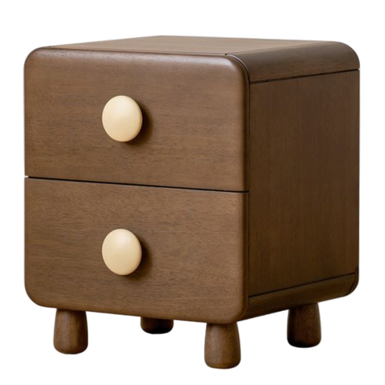Solid Rubberwood Solid Wood Retro Style Kids Nightstand