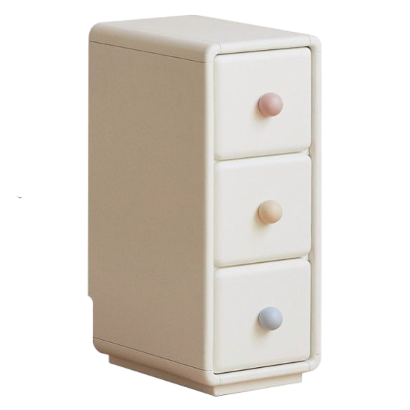 Solid Rubberwood Cream Style Ultra-narrow Children's Nightstand