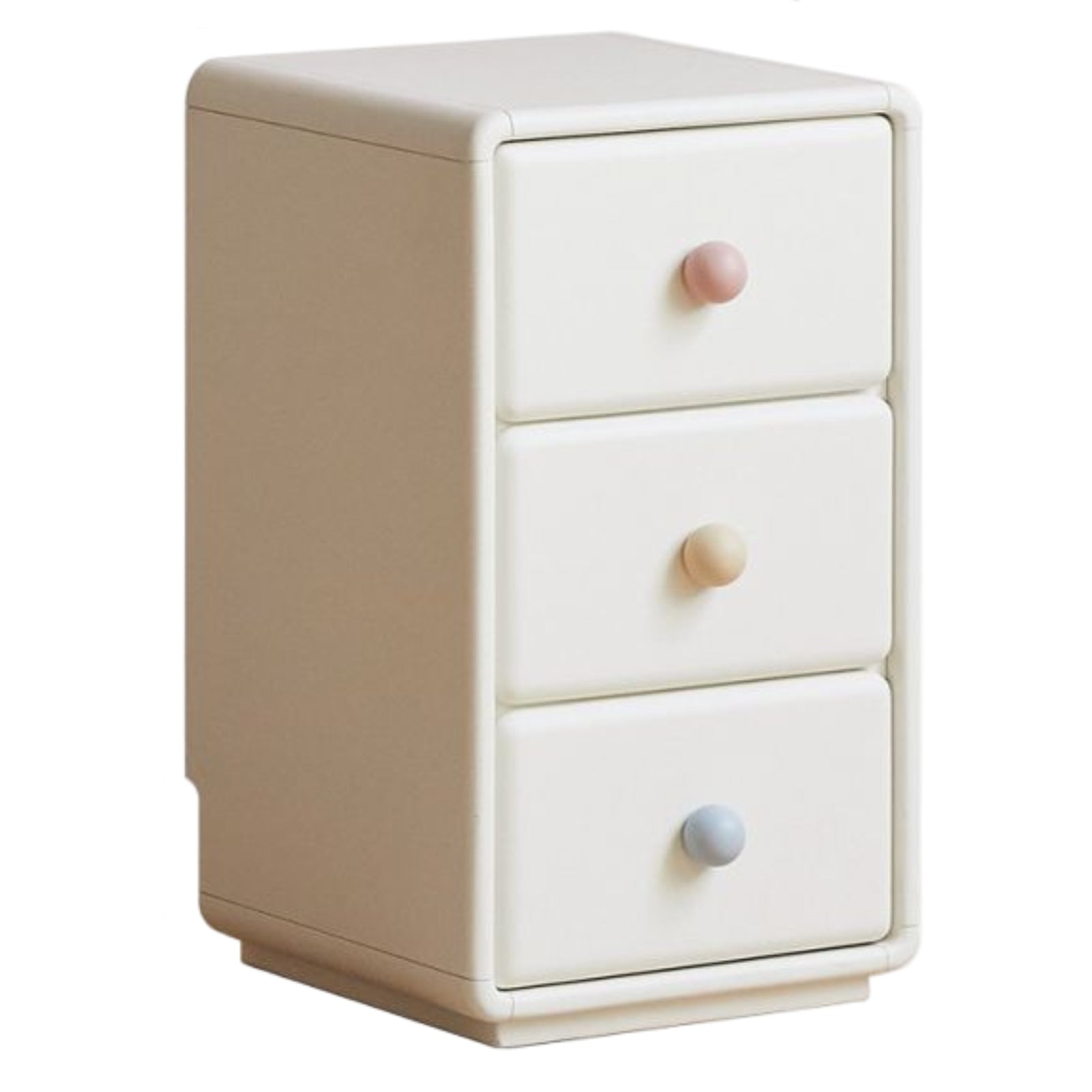 Solid Rubberwood Cream Style Ultra-narrow Children's Nightstand