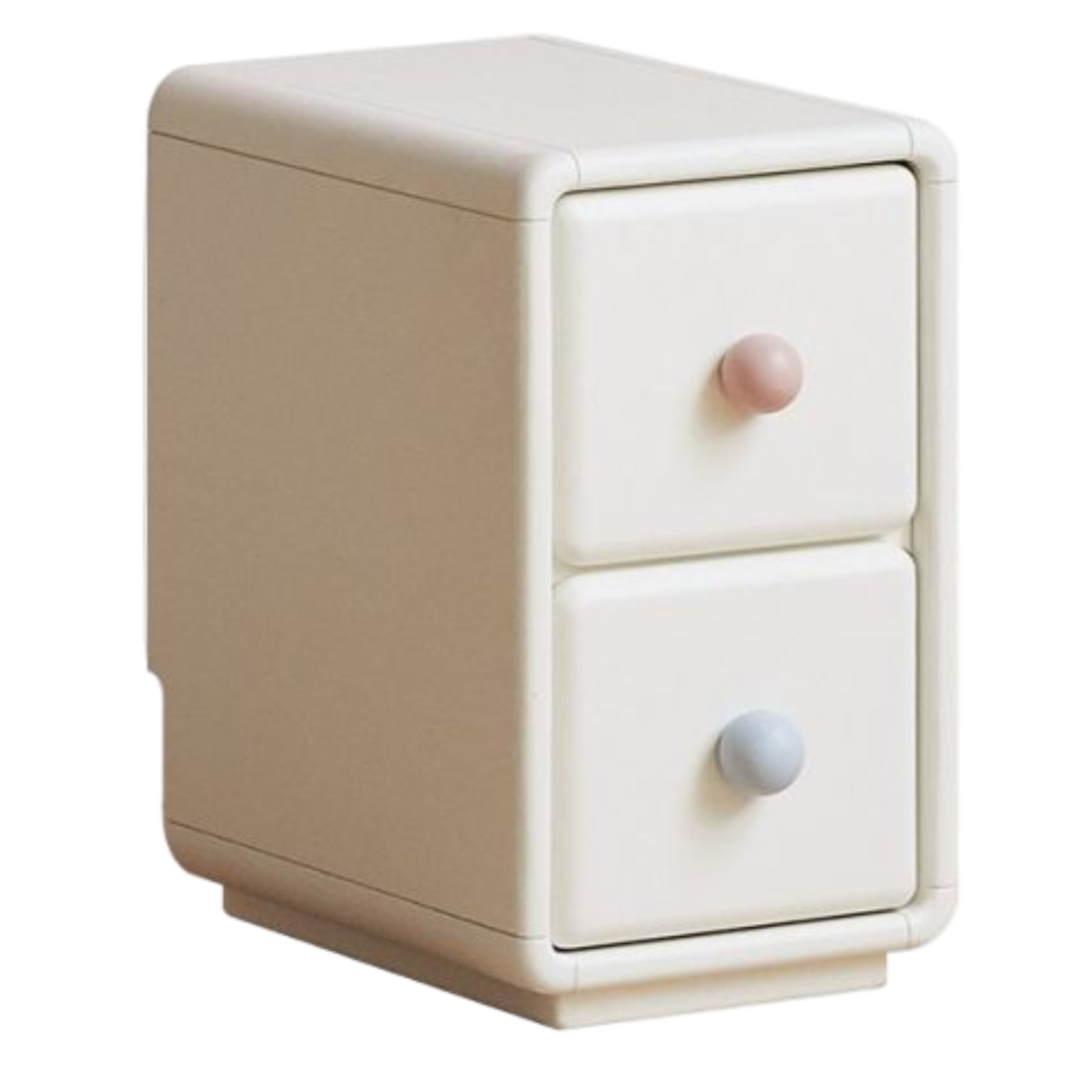 Solid Rubberwood, Beech Solid Wood Cream Style Ultra-narrow Children's Nightstand