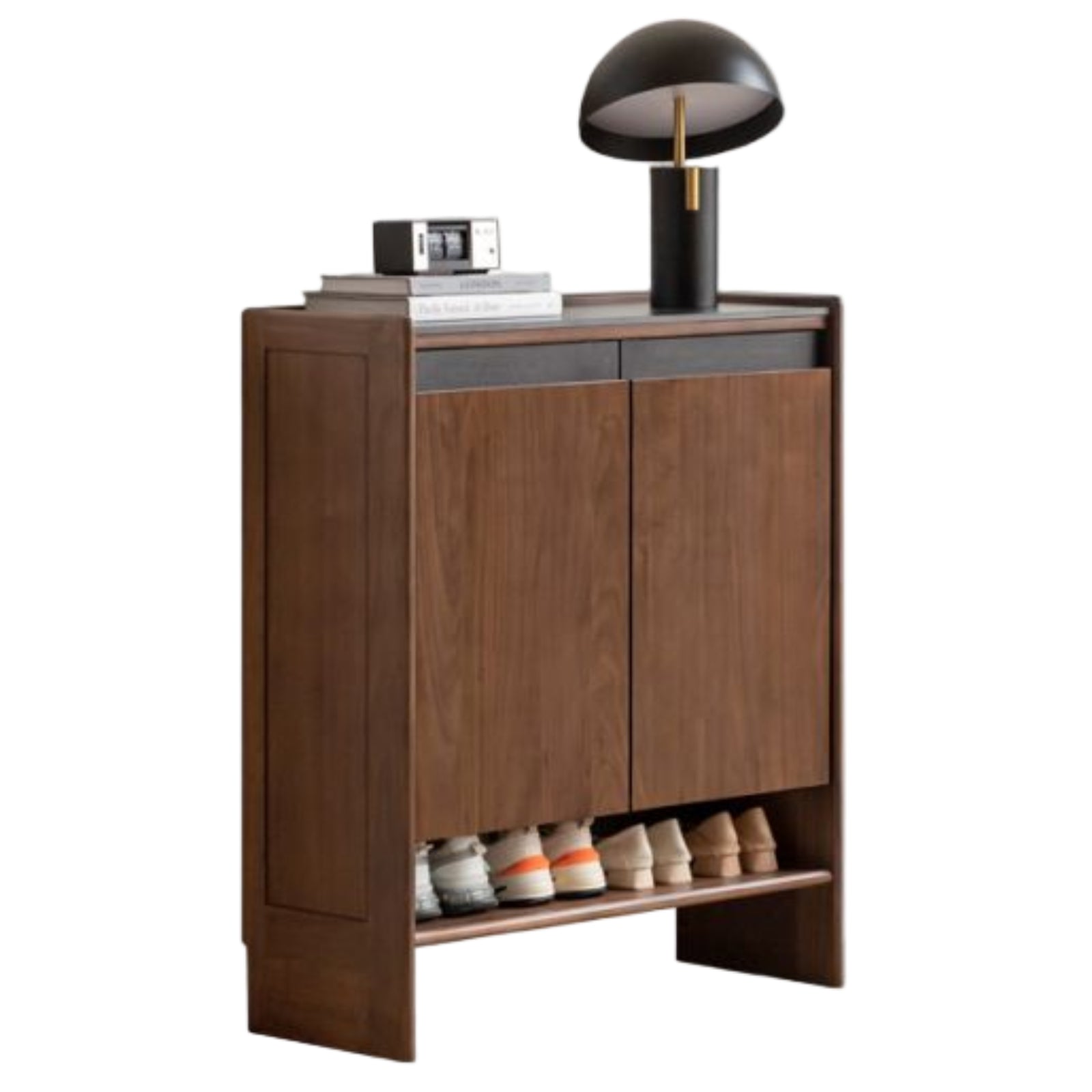 Black Walnut, Oak Solid Wood Italian Style Light Luxury Shoe Cabinet