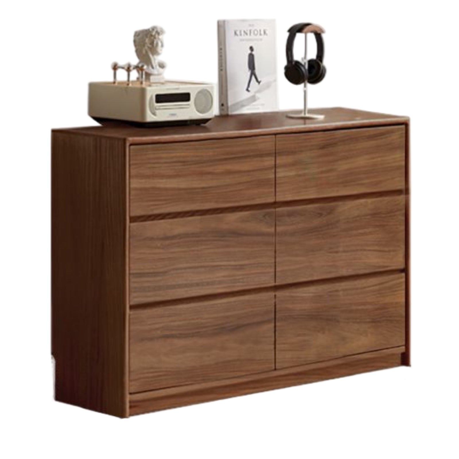 Black Walnut, South American Walnut Solid Wood Six-Drawer Chest