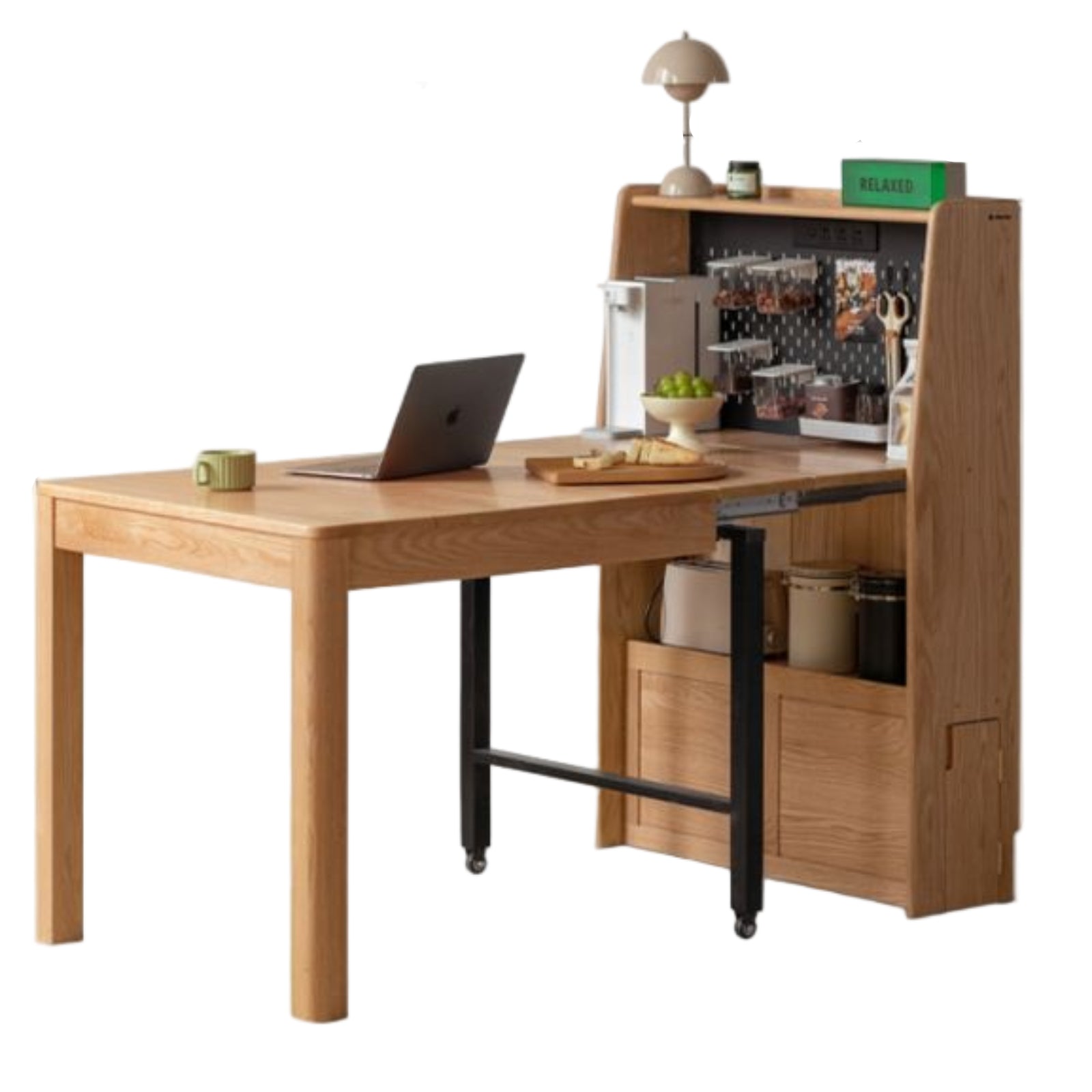 Oak Solid Wood Modern Minimalist Extendable Dining Table