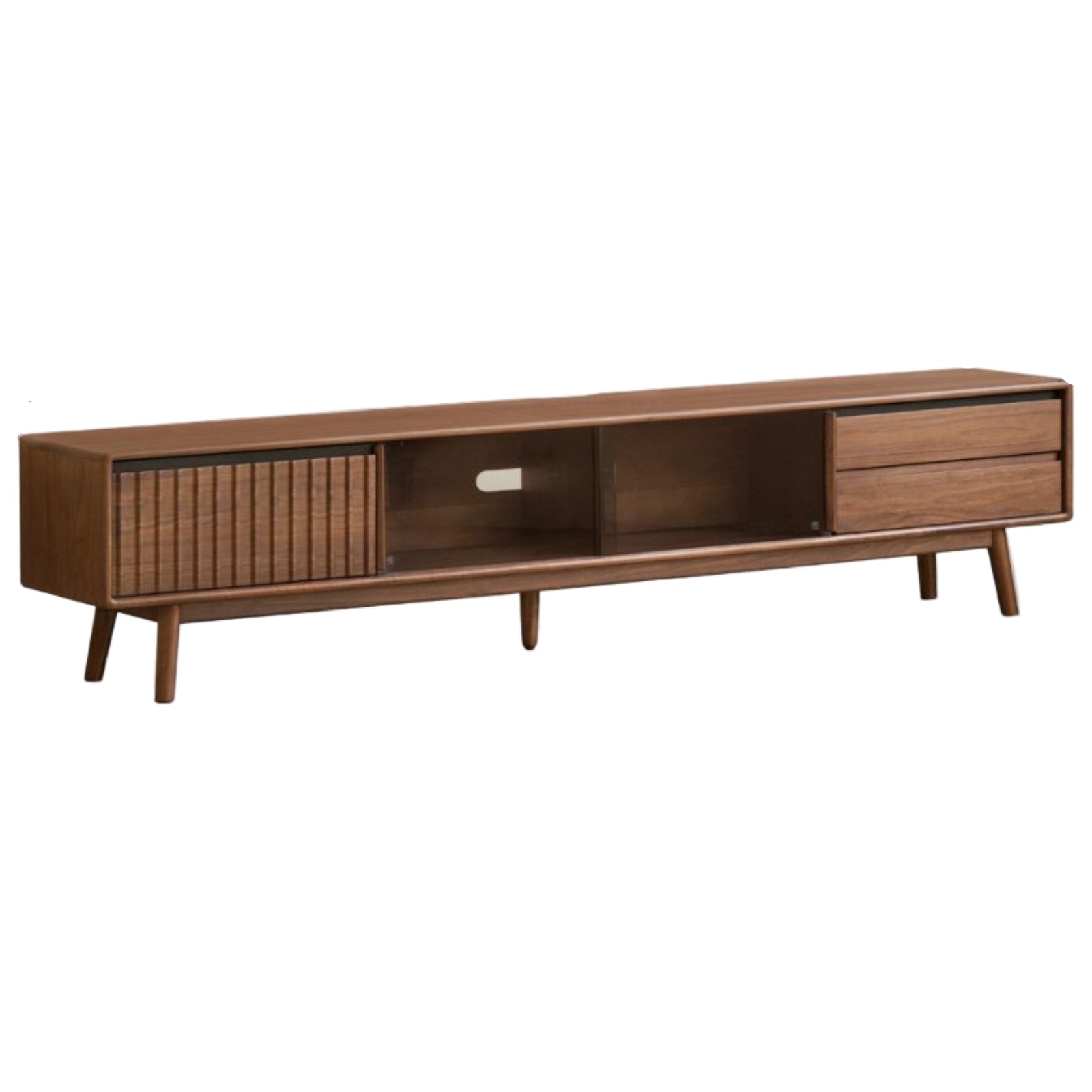 Black Walnut Solid Wood Italian Light Luxury Sliding Door TV Cabinet