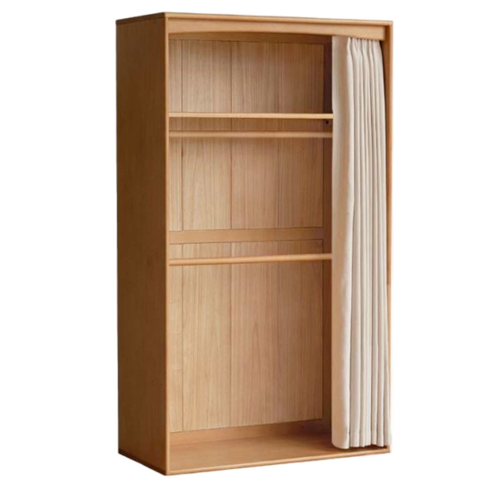 Beech Solid Wood Children's Curtain Wardrobe