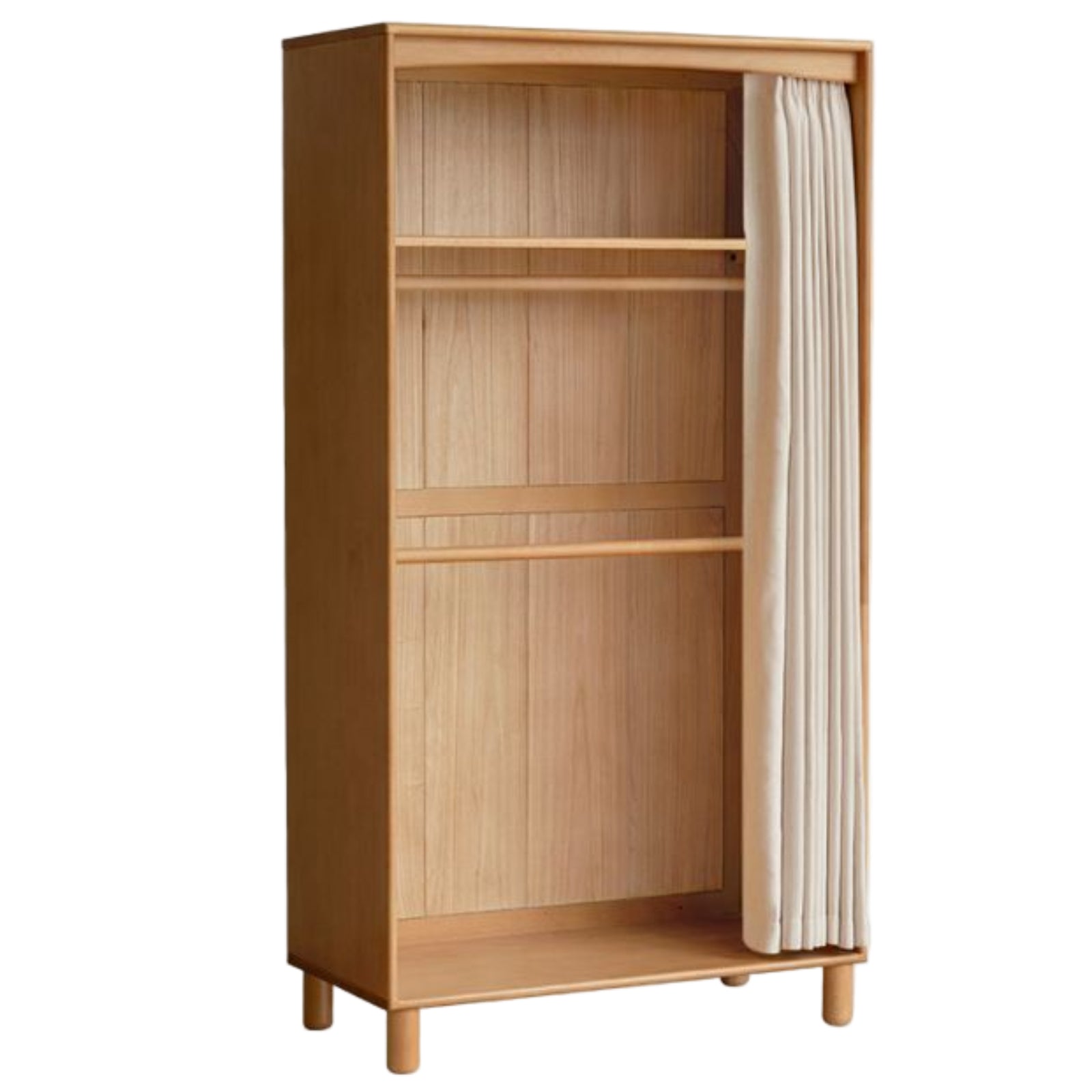 Beech Solid Wood Children's Curtain Wardrobe
