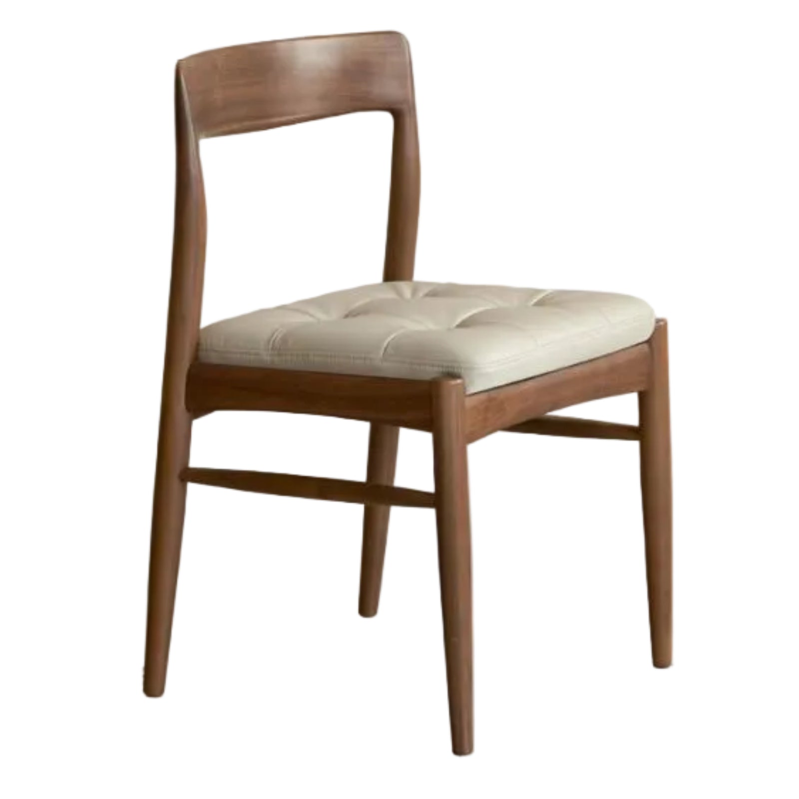 Set 4 pcs Black Walnut Solid Wood Dining Chair with Leather Seat, Mid Century Modern