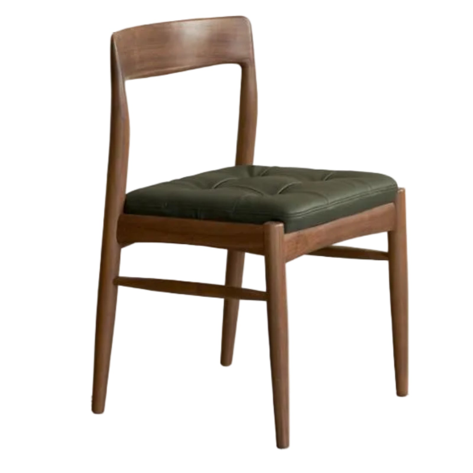 Set 4 pcs Black Walnut Solid Wood Dining Chair with Leather Seat, Mid Century Modern