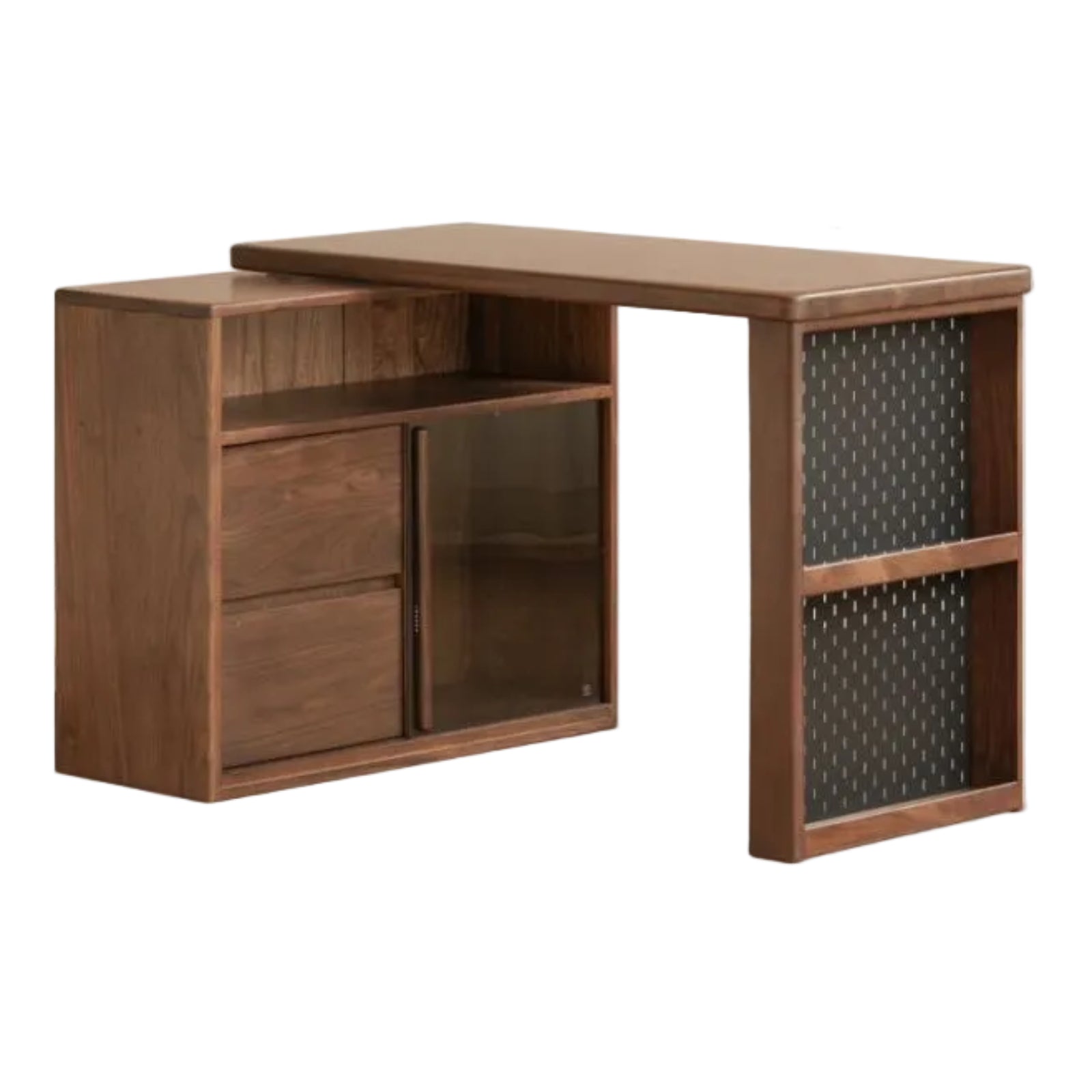 Black Walnut Solid Wood Italian Light Luxury Corner Office Desk