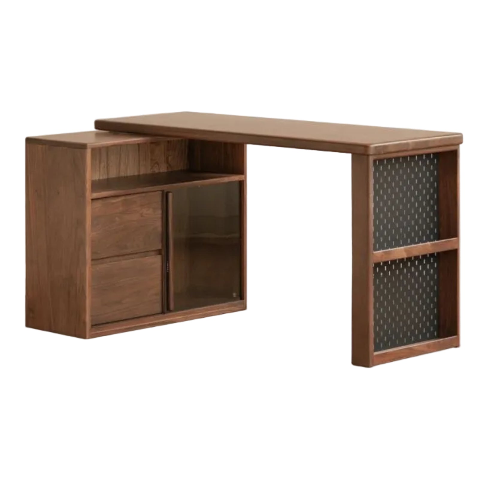 Black Walnut, Oak Solid Wood Italian Light Luxury Corner Office Desk