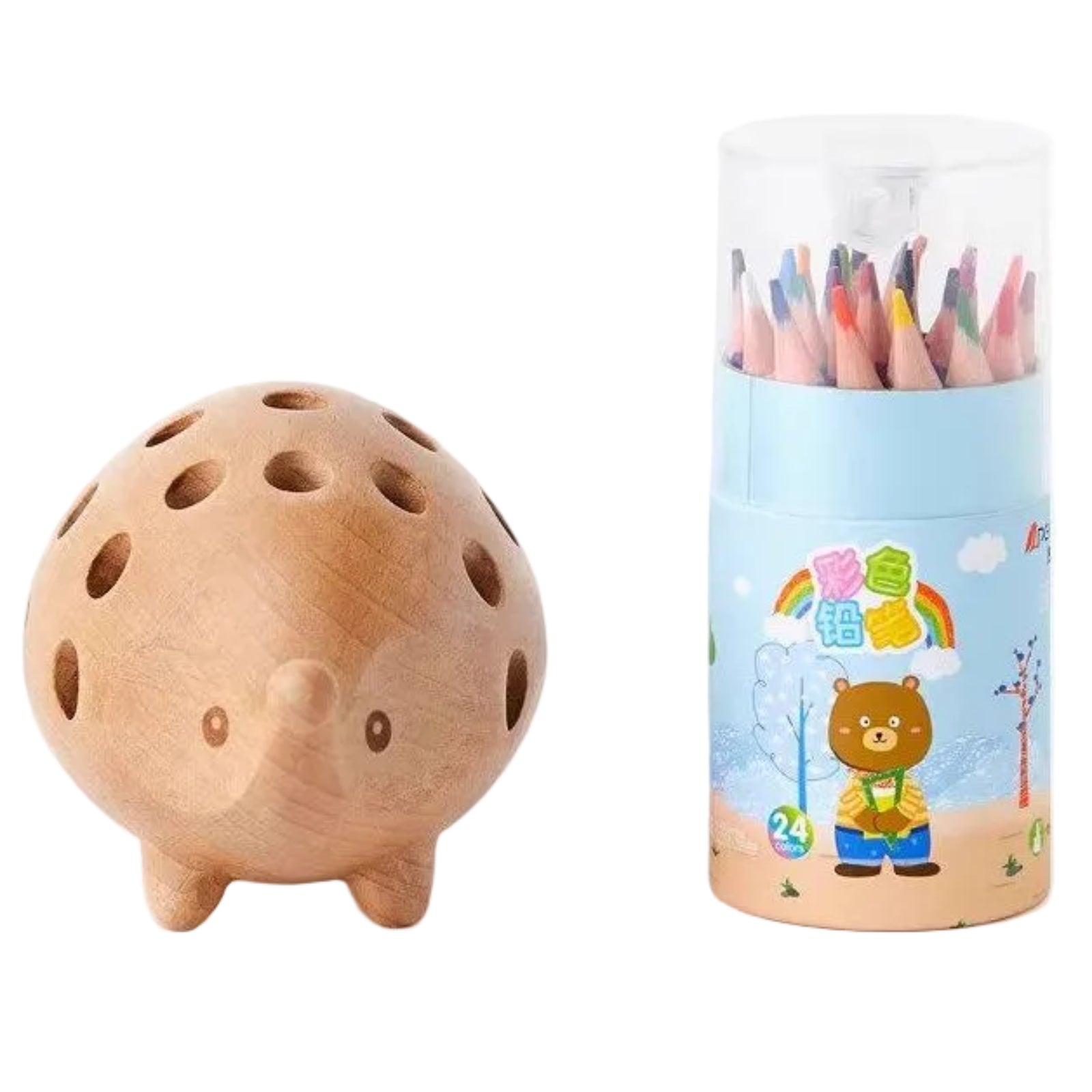 Beech Solid Wood Hedgehog Nordic Animal Pen Holder