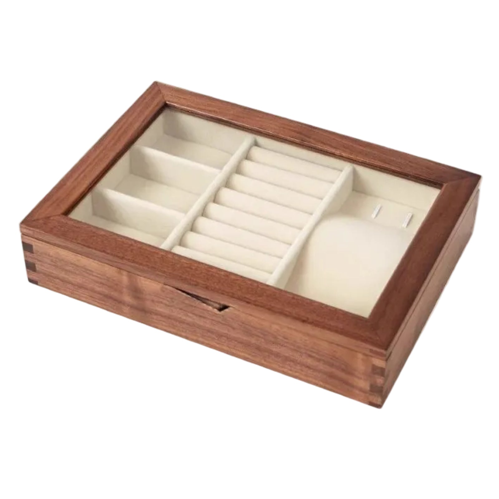 Black Walnut Solid Wood Storage Jewelry Box Transparent Display
