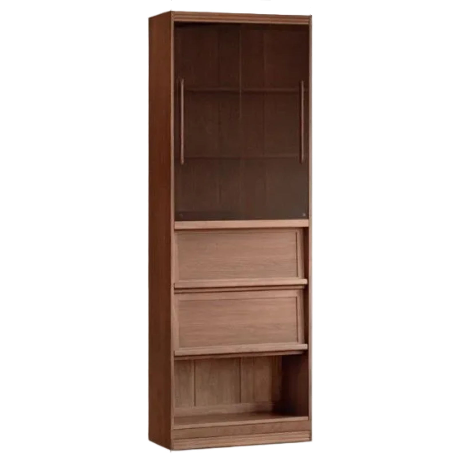 Black Walnut, Oak Solid Wood Floor-Standing Bookcase with Luxury Storage Cabinet