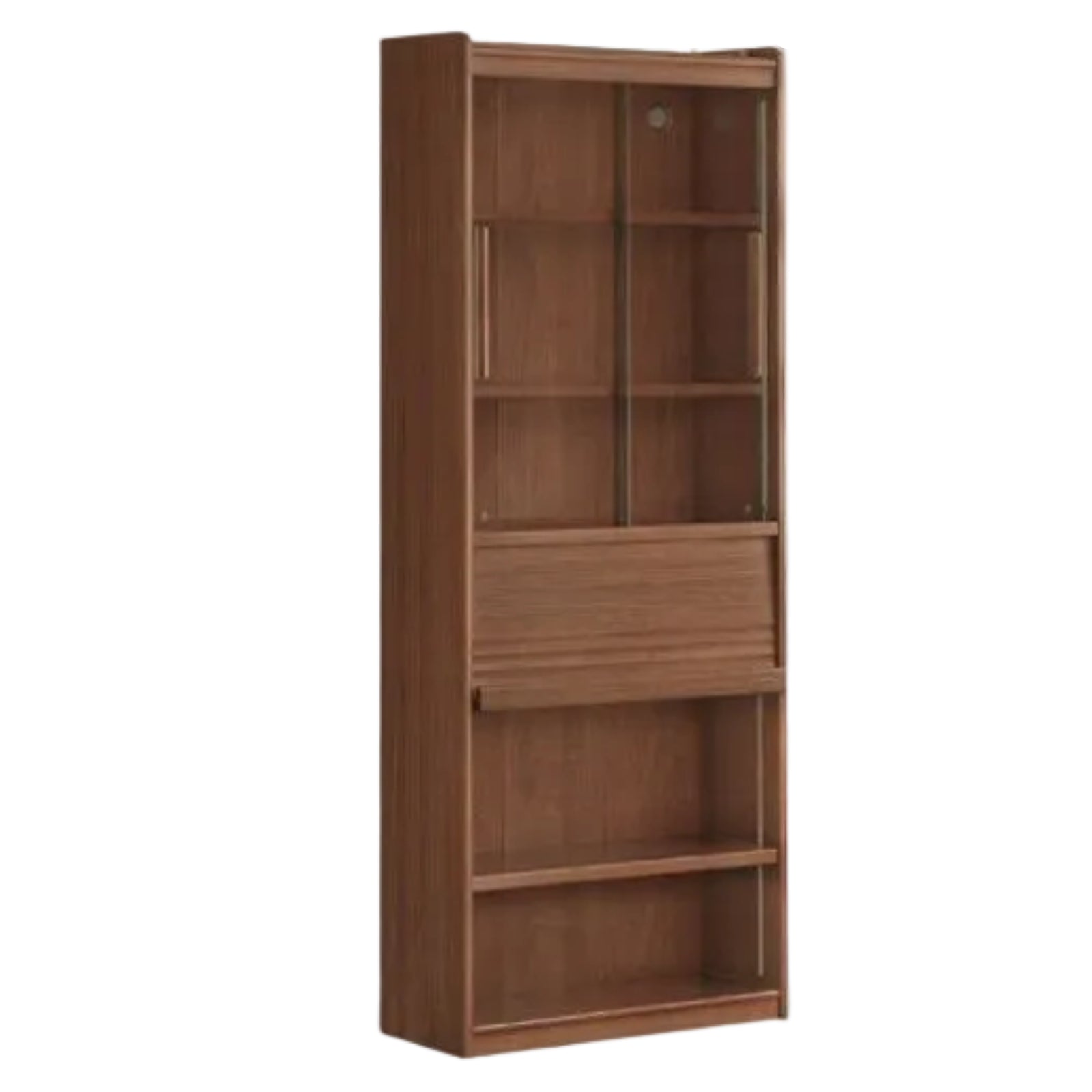 Black Walnut Solid Wood Combination Bookcase with Floor Display and Luxury Storage