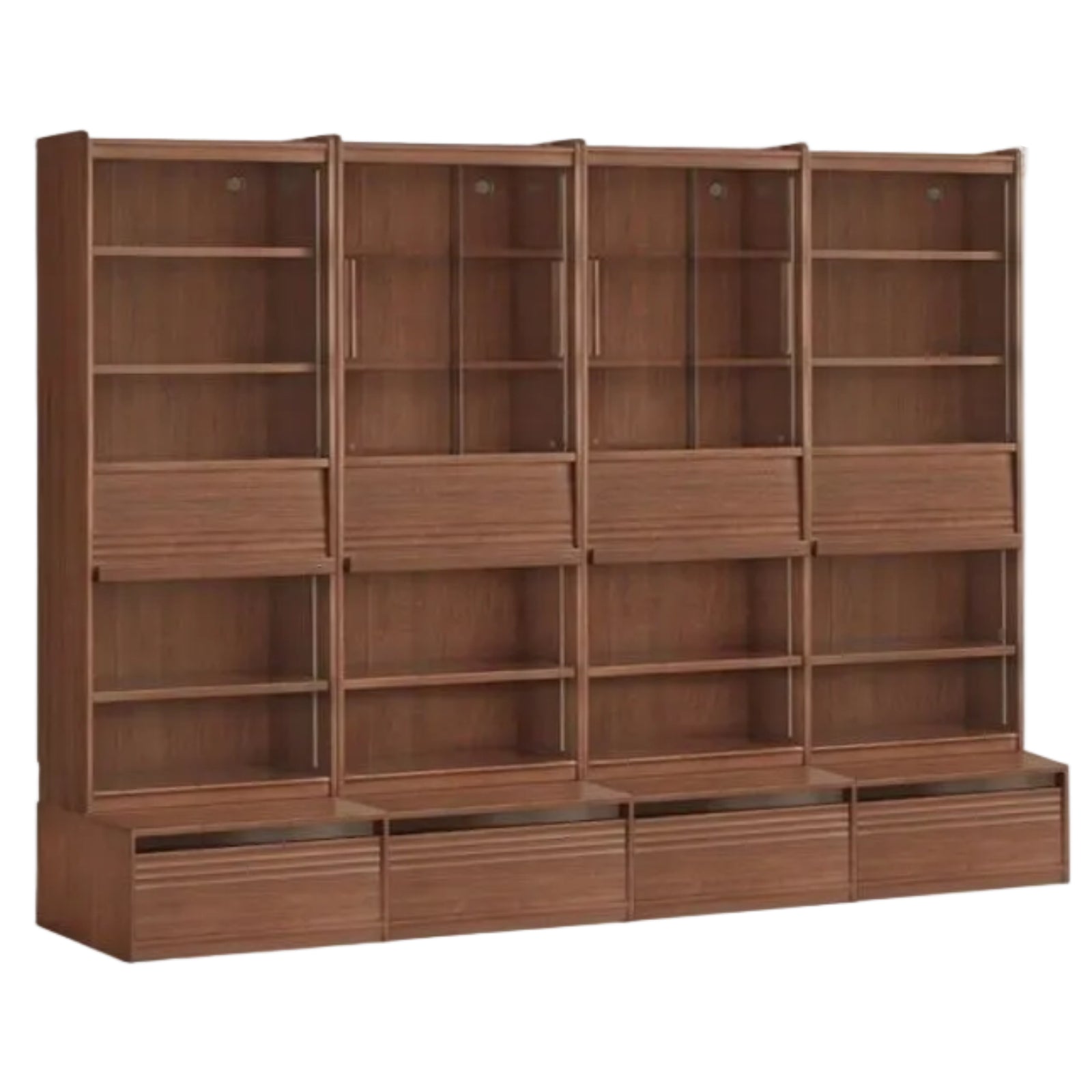 Black Walnut Solid Wood Combination Bookcase with Floor Display and Luxury Storage
