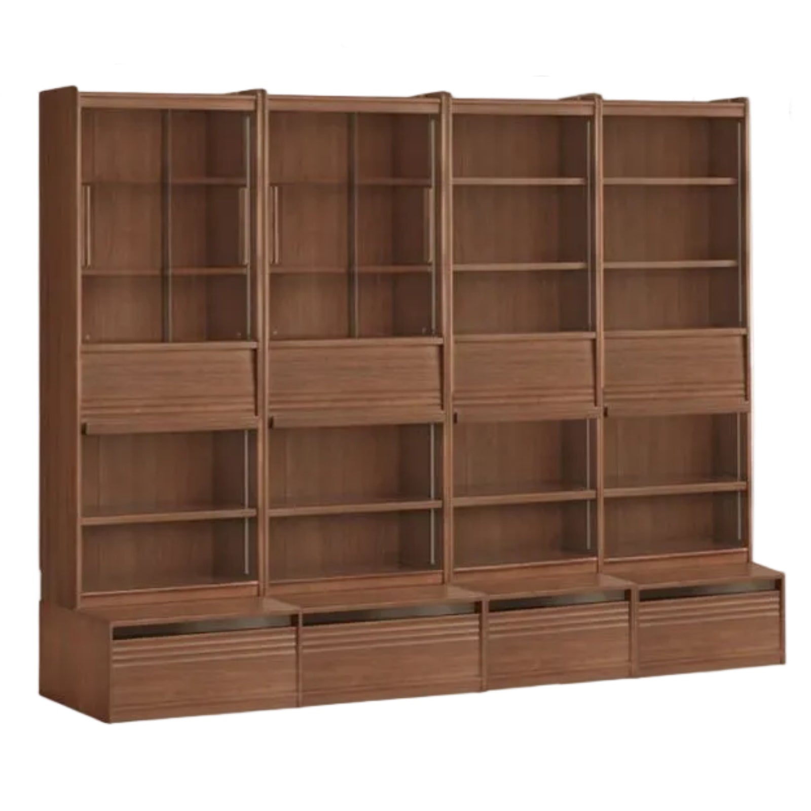 Black Walnut Solid Wood Combination Bookcase with Floor Display and Luxury Storage